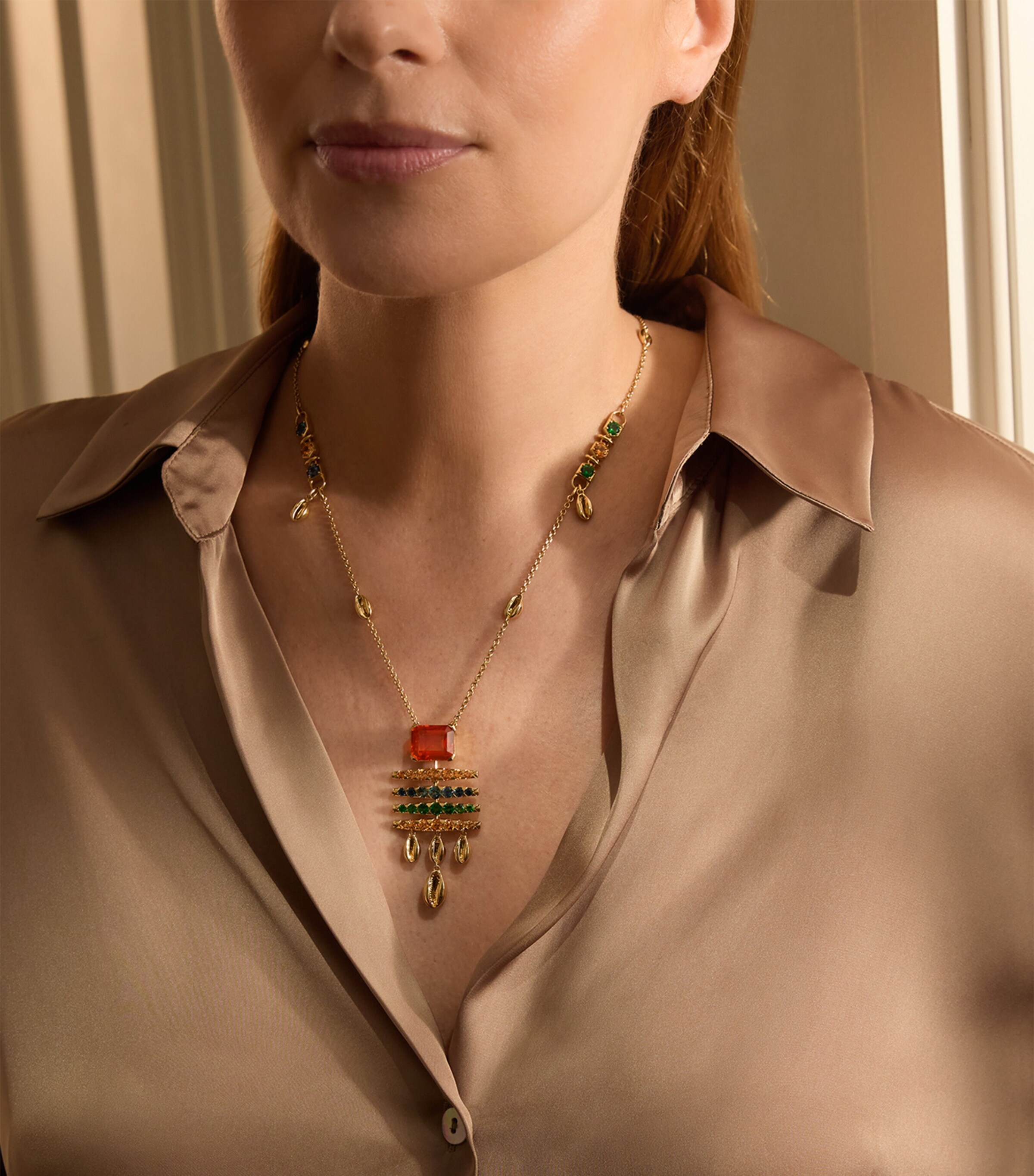 Yellow Gold, Opal, Garnet, Sapphire and Tsavorite Masai Mara Inside Africa Necklace YELLOW GOLD Image 2