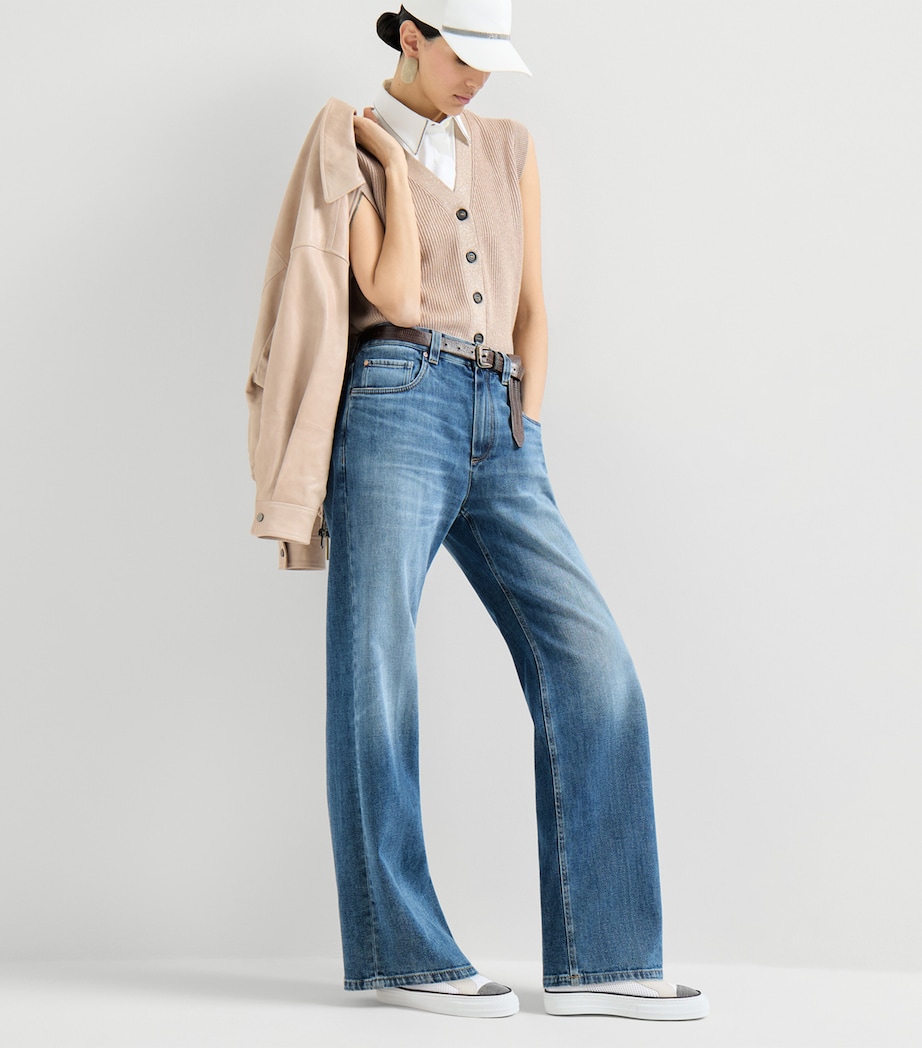 Brunello Cucinelli Knitted Suede-Trim Sneakers Image 2