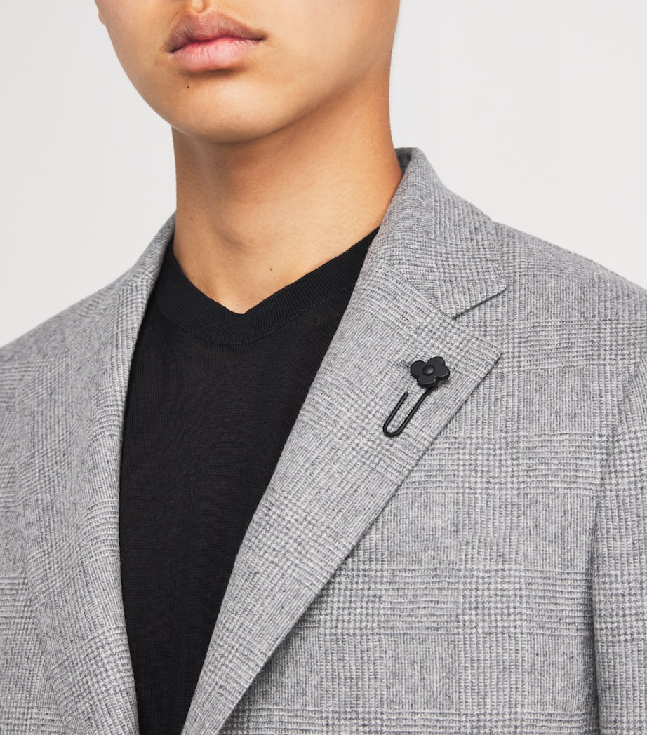 Virgin Wool-Cashmere Check Blazer 910GR Image 6