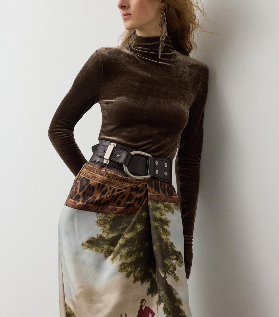 Ralph Lauren Collection Womens Velour Ilene Top Taupe Image 4