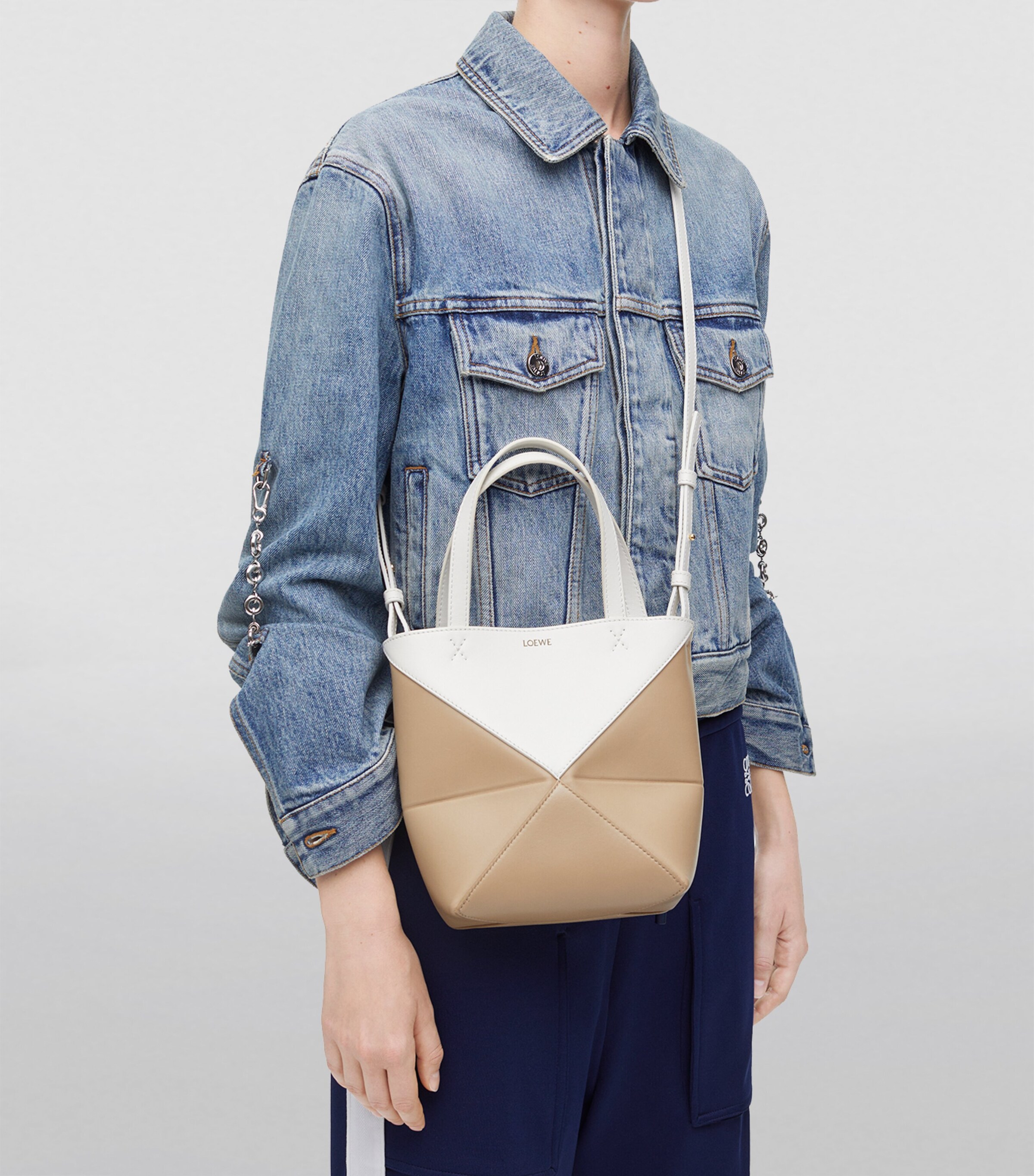 LOEWE White Mini Leather Puzzle Fold Tote Bag | Harrods US