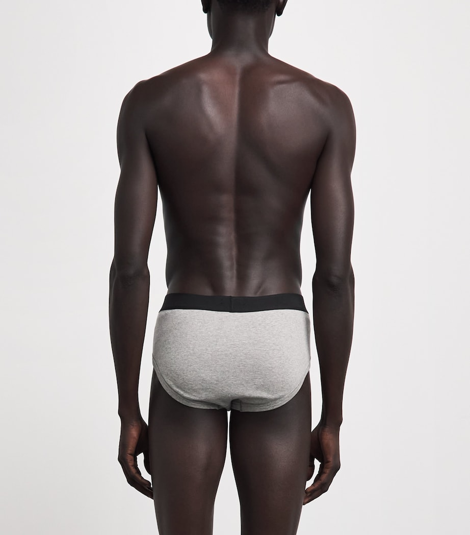 TOM FORD Mens Stretch-Cotton Logo Briefs (Pack of 2) Grey Melange Image 3