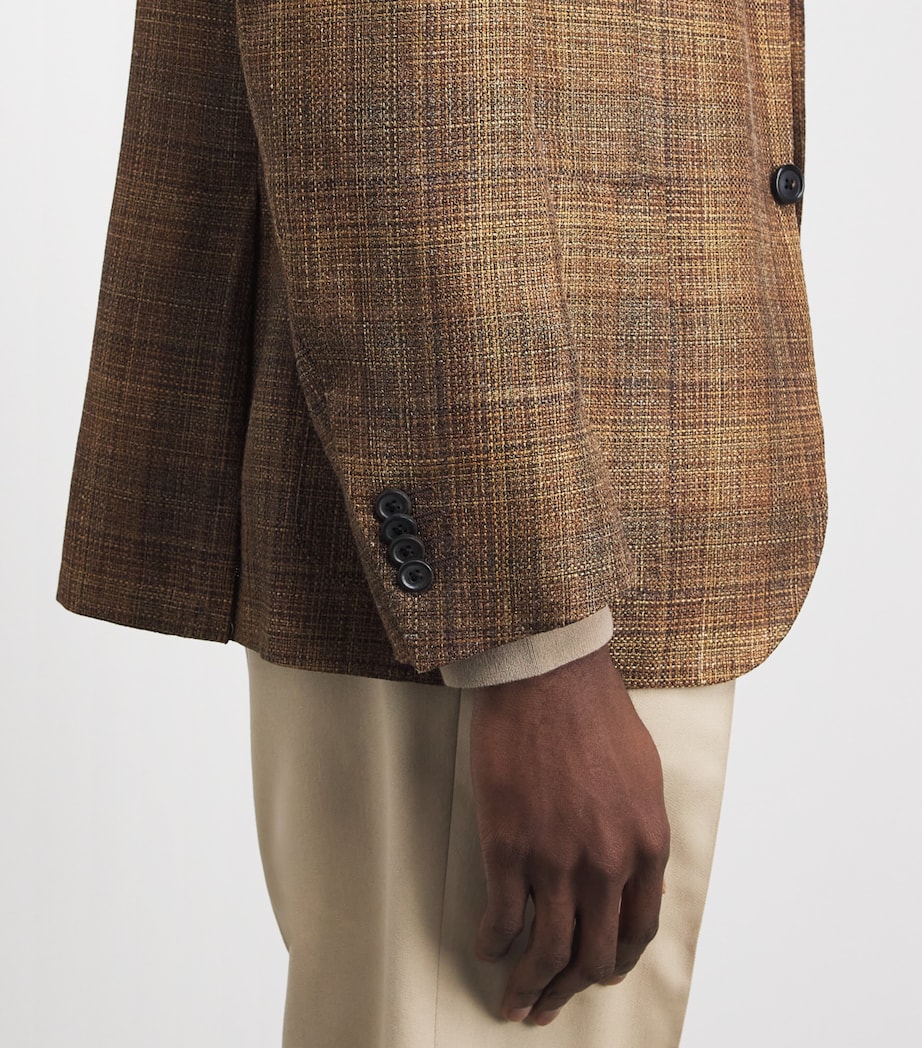 Corneliani Mens Virgin Wool-Silk-Linen Blazer Burned Brown Image 3