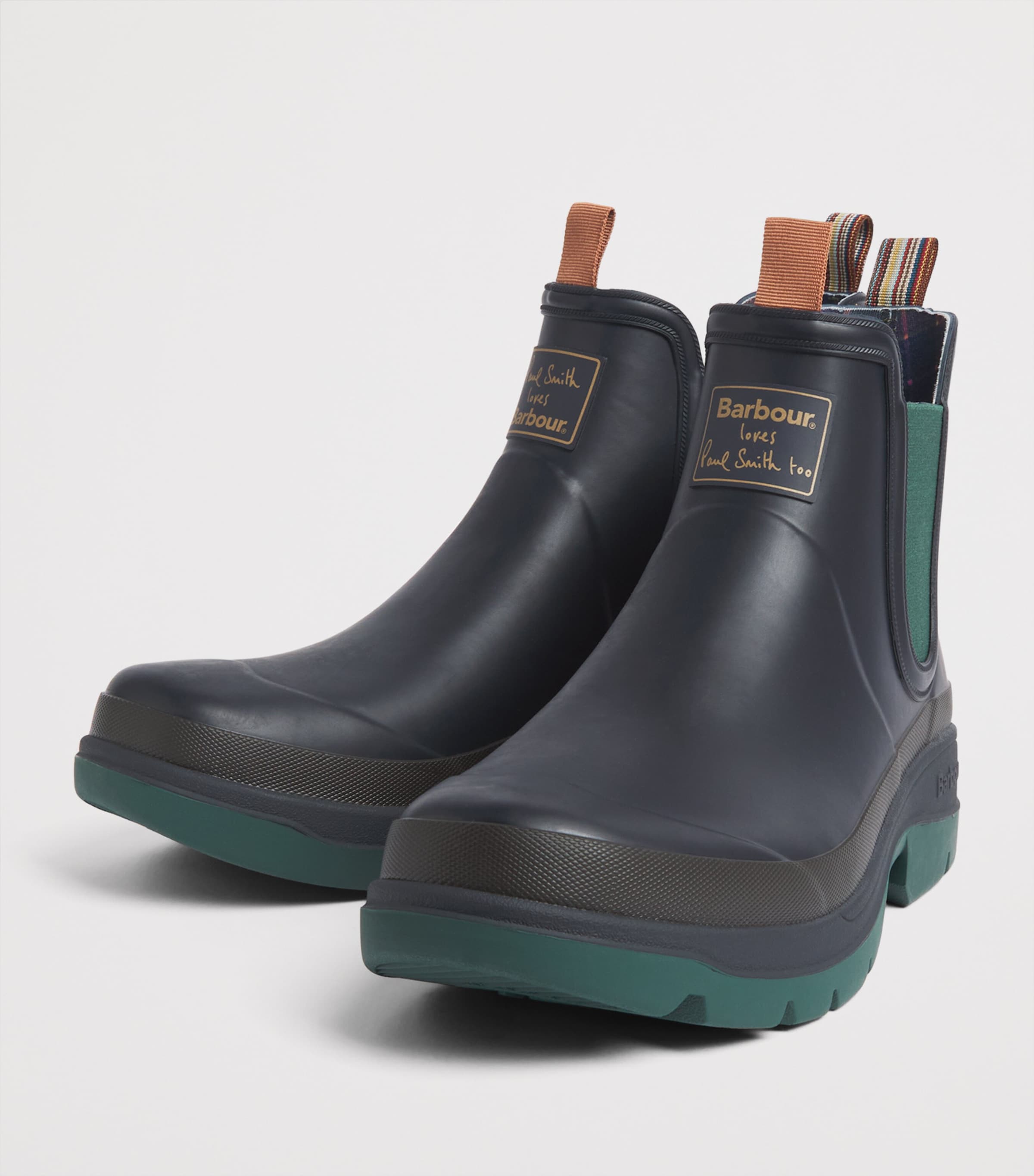 Barbour x Paul Smith Chlesea Wellington Boots Navy Image 2