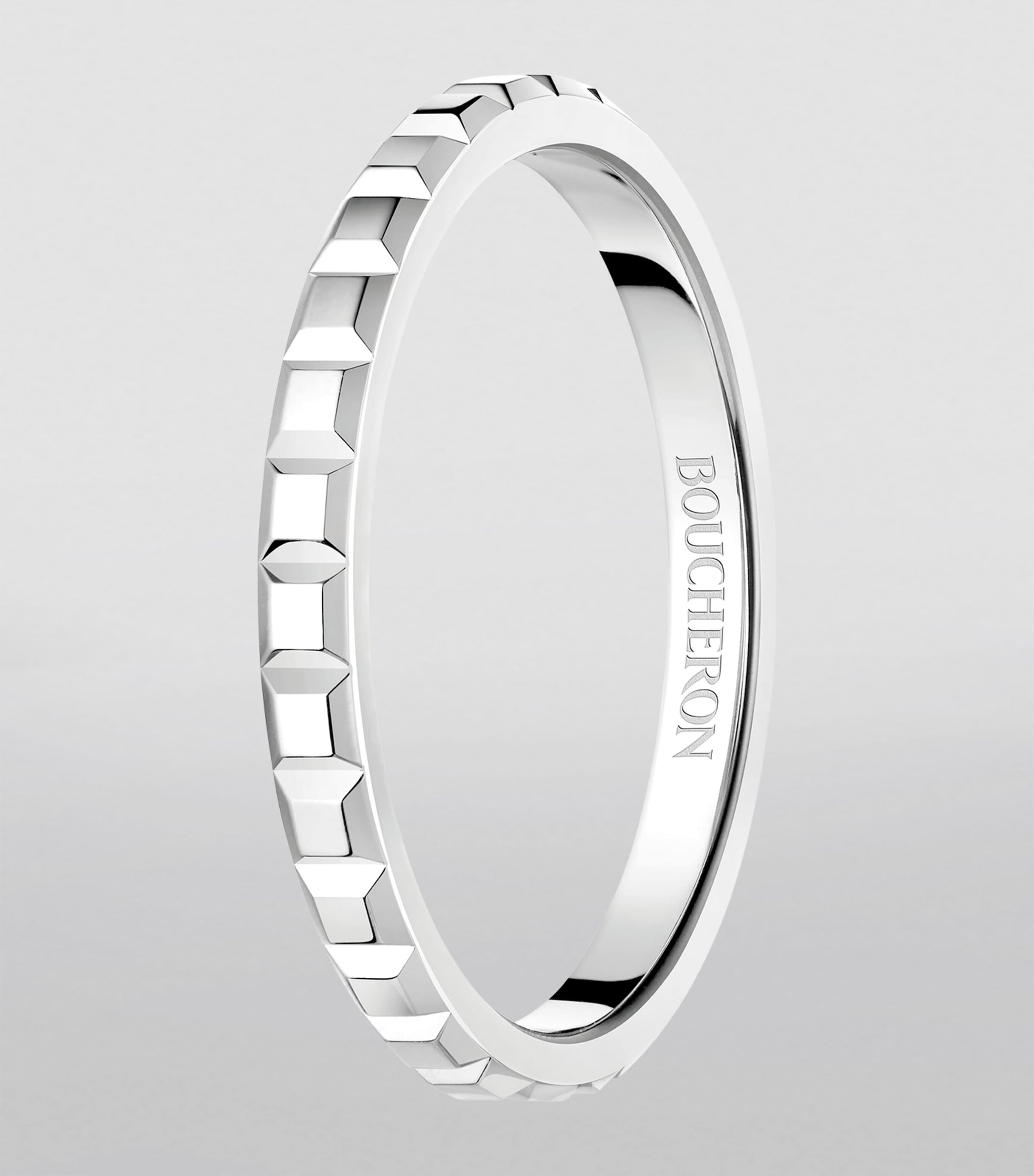 Mini Platinum Clou de Paris Wedding Band MULTI Image 2