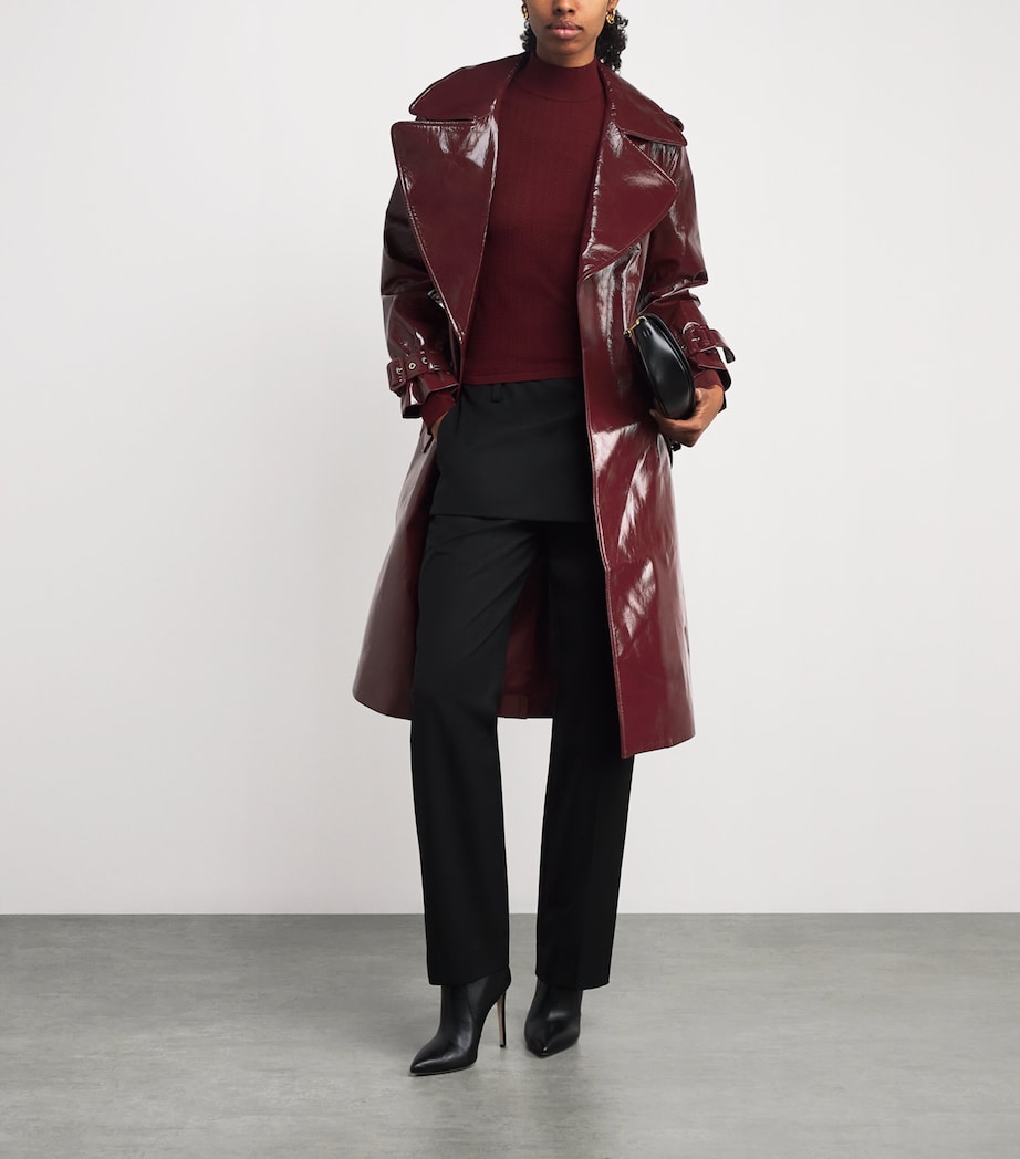 Faux Leather Nevada Trench Coat I606 OXBLOOD Image 2