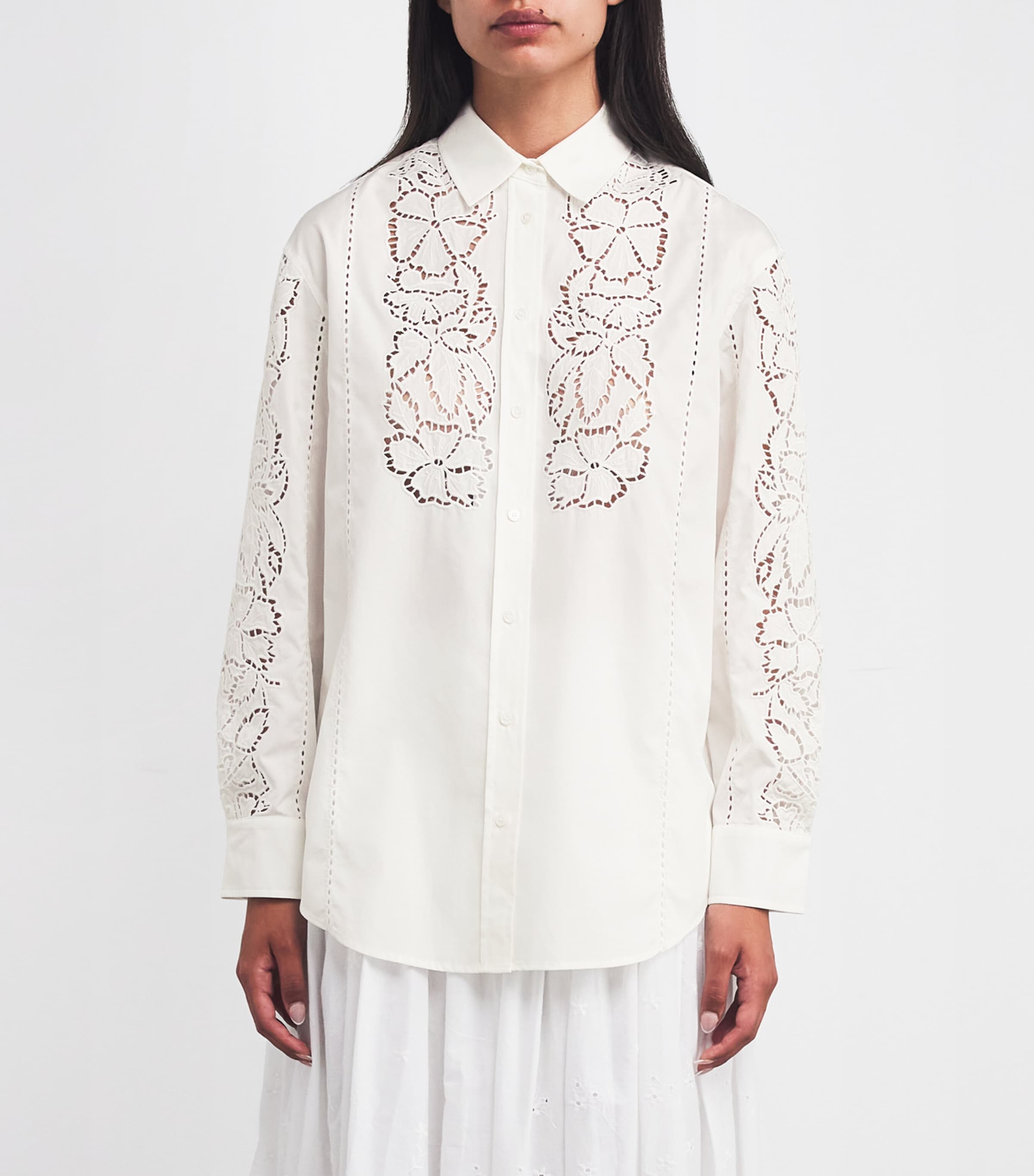 Cotton Broderie Anglaise Shirt WHITE Image 3