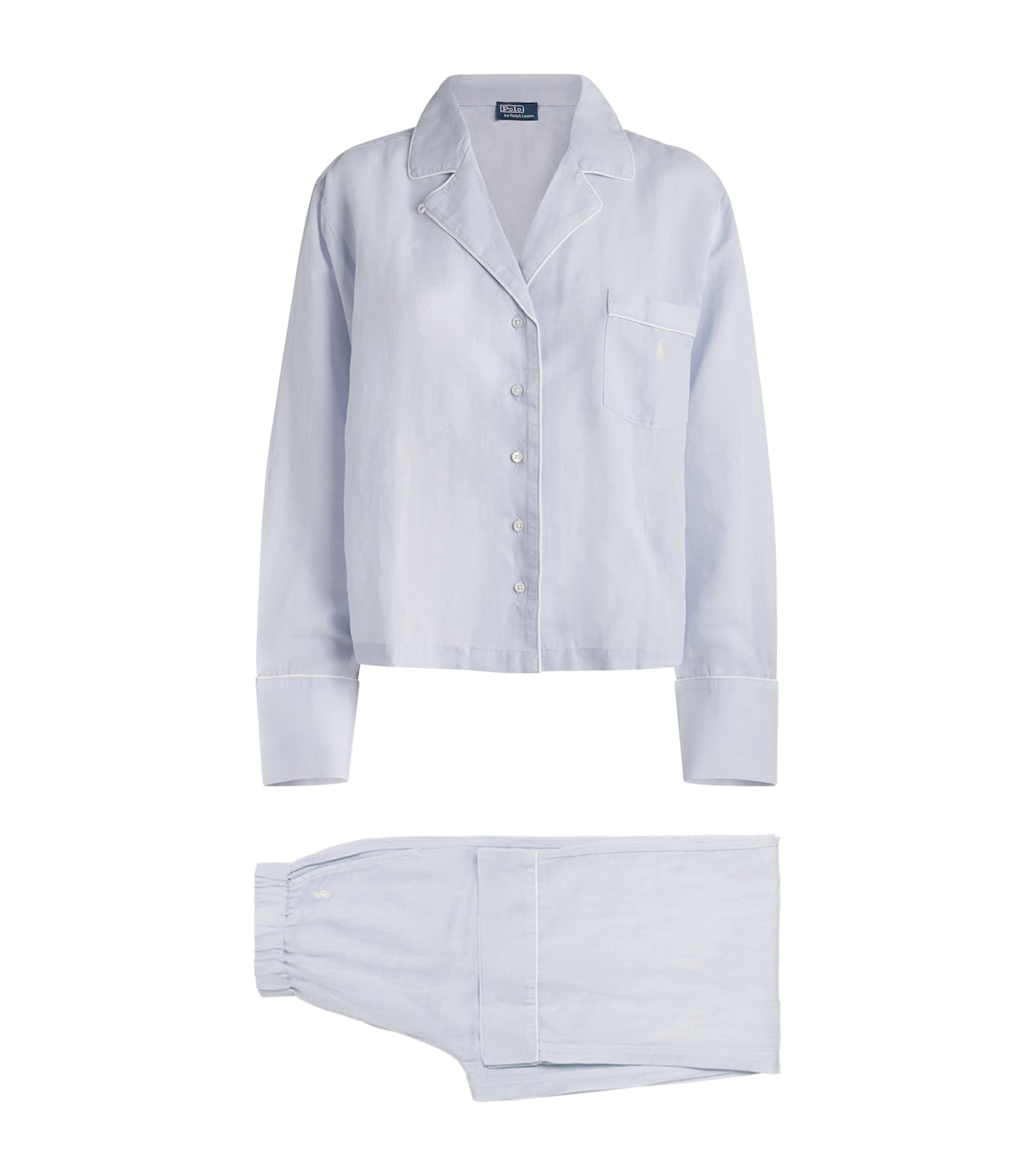 Polo Ralph Lauren Womens Linen-Cotton Pyjama Set Xenon Blue Image 1