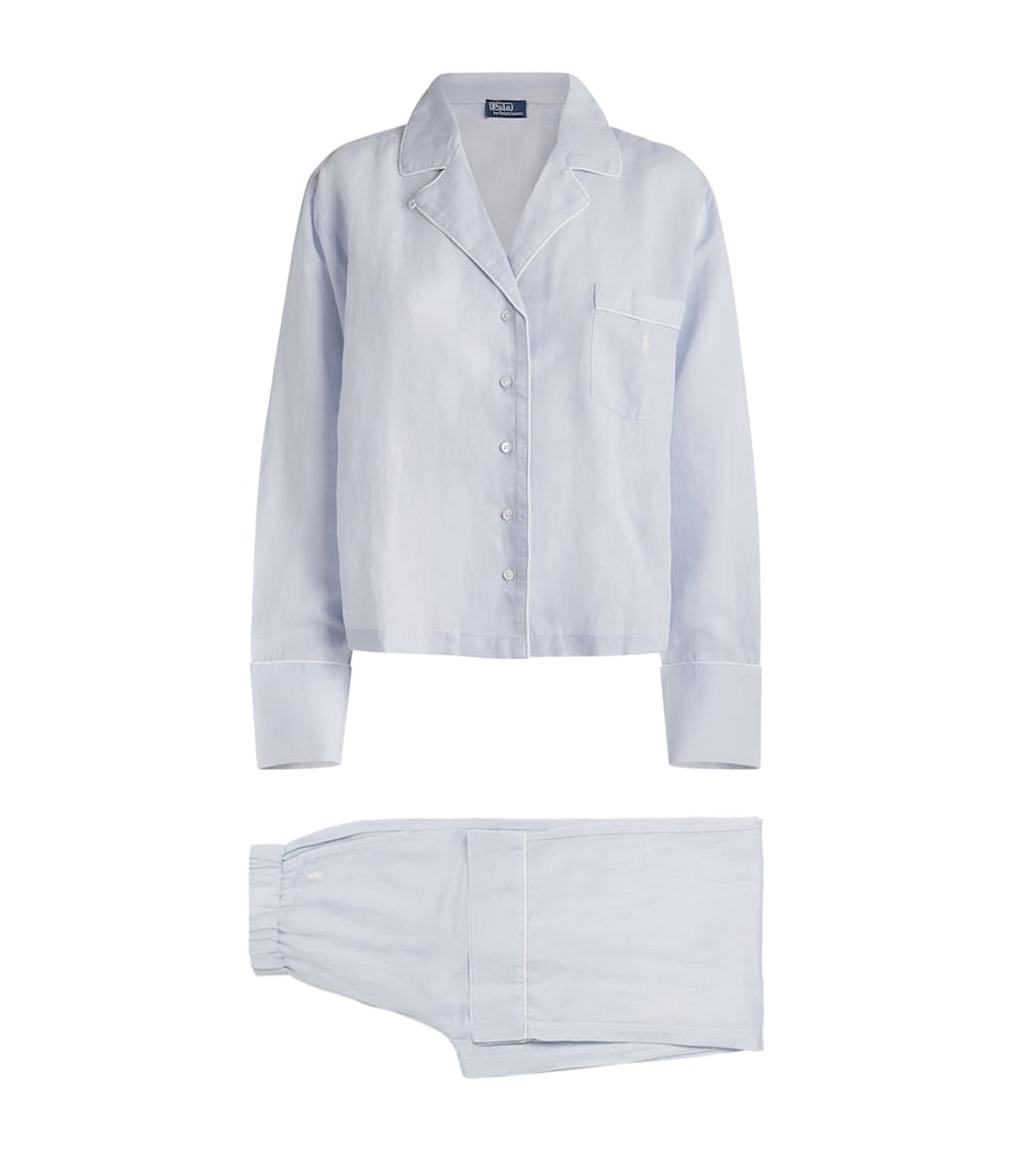 Polo Ralph Lauren Womens Linen-Cotton Pyjama Set Xenon Blue Image 1