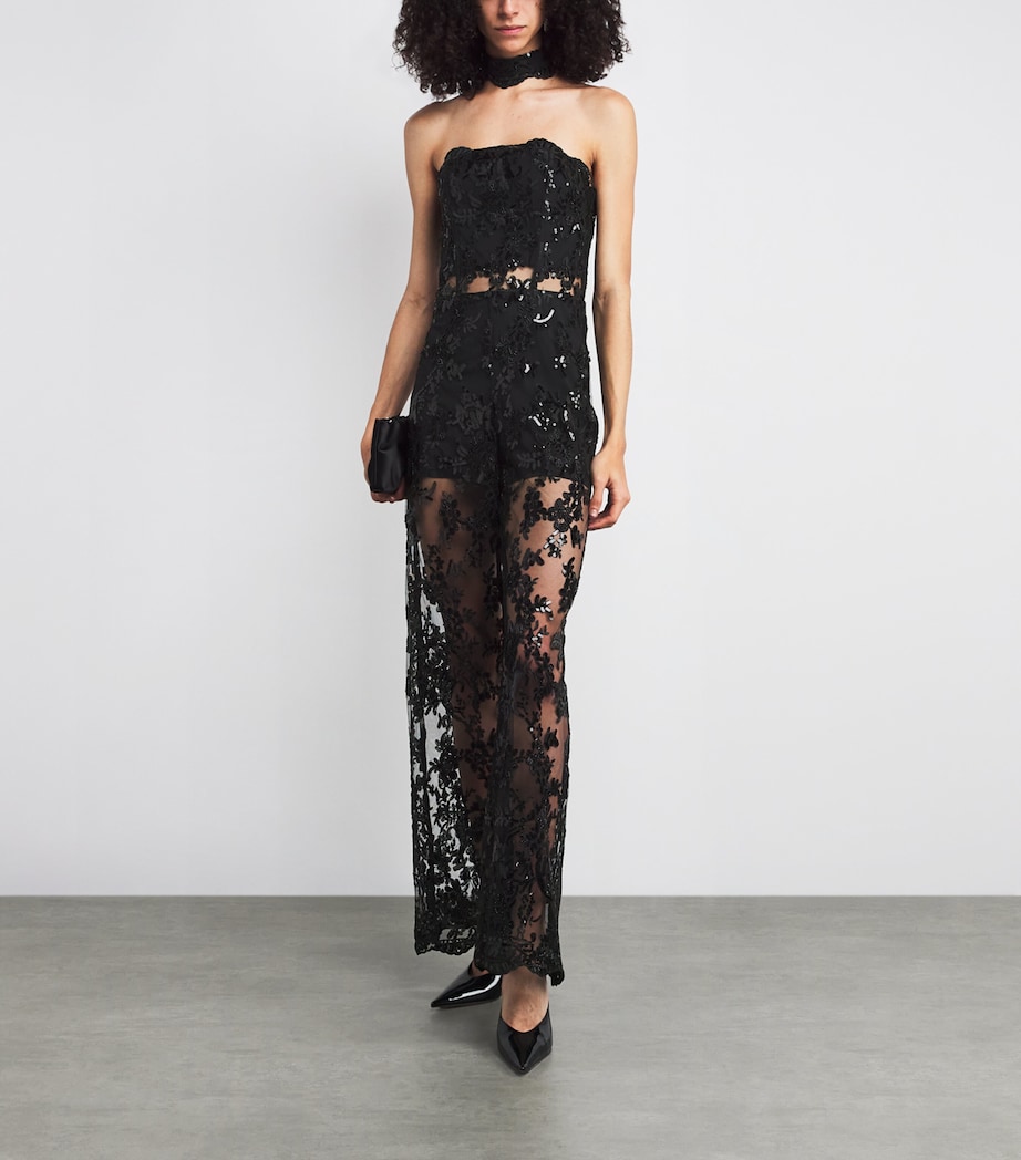 Sequin-Lace Georgie Jumpsuit A001 BLACK Image 2