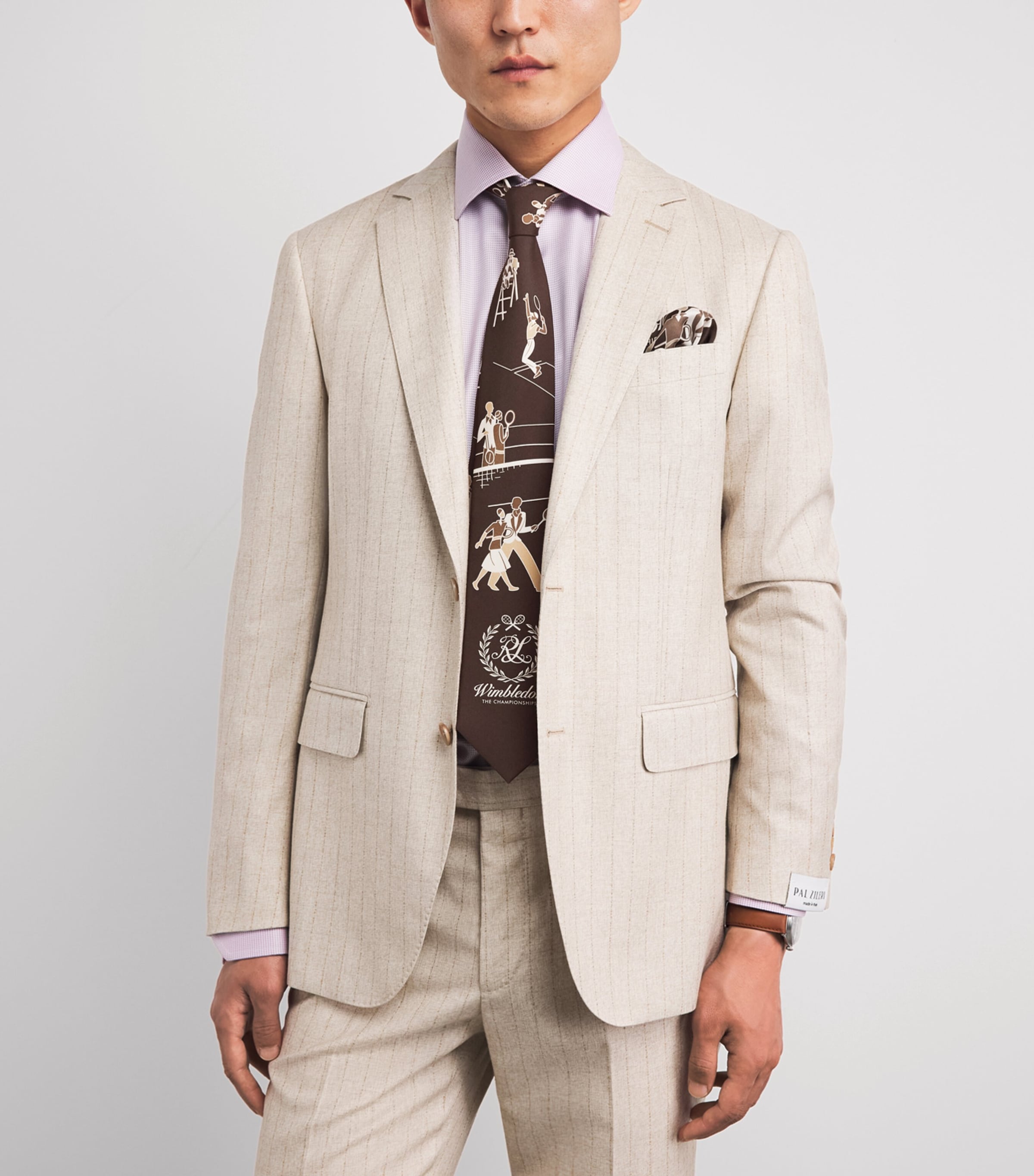 Ralph Lauren Purple Label x Wimbledon Silk Tie Soft Mocha Image 2