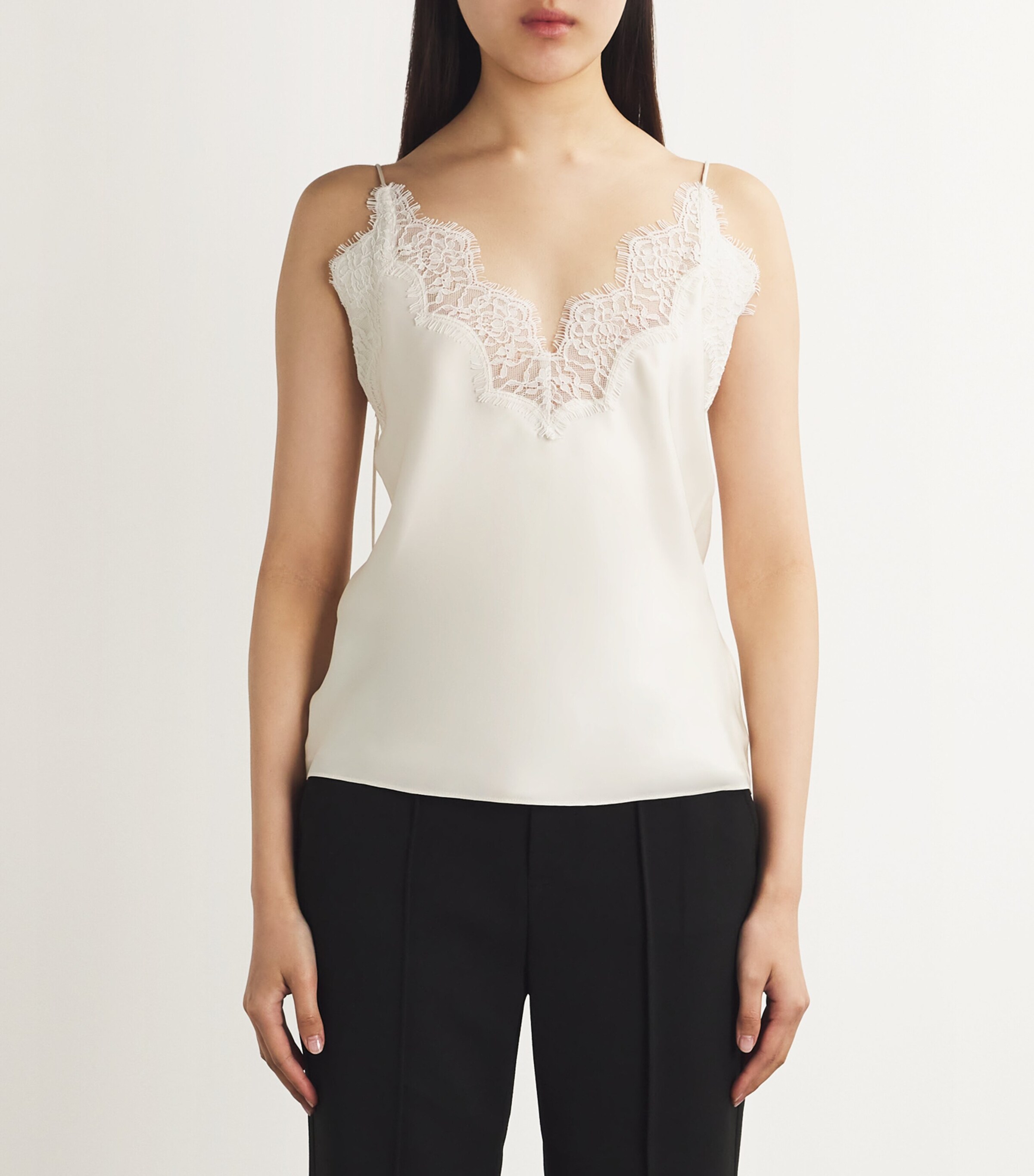 Silk Lace-Trim Camisole Top 101_291 CREAM Image 3