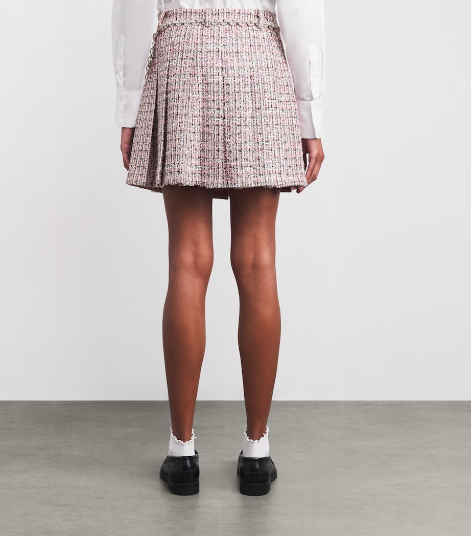 Bouclé Pleated Mini Skirt PINK Image 4