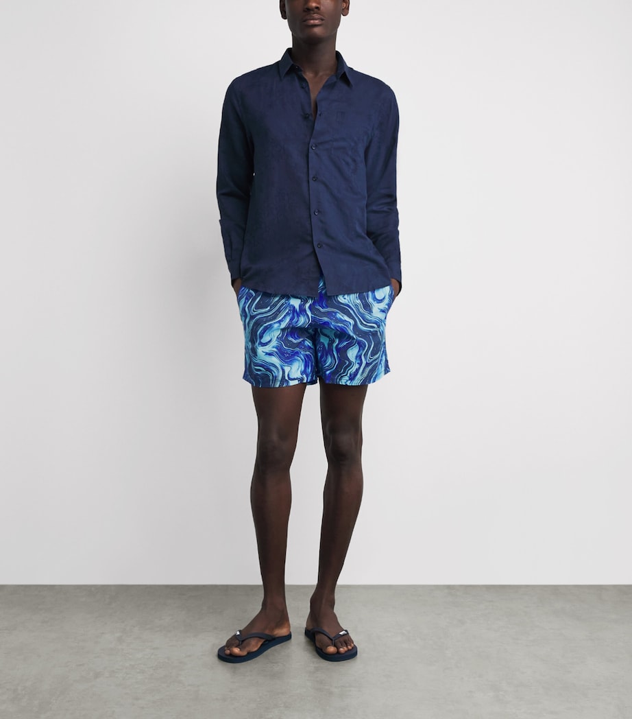 Vilebrequin Mens Marble Print Moorea Swim Shorts Versailles Image 2