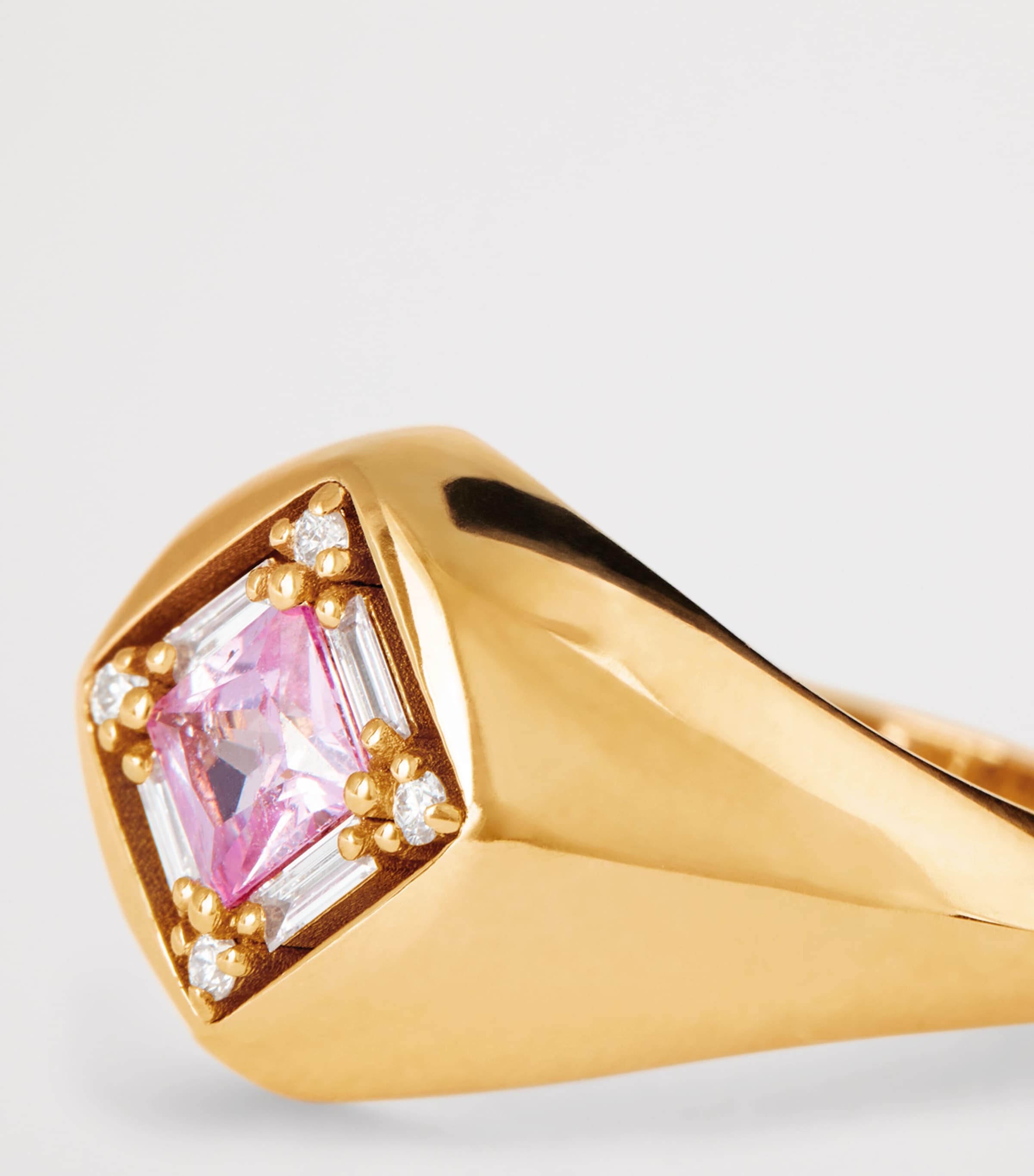 Rose Gold, Diamond and Sapphire Princess Signet Ring (Size 6) 18K RG/P Image 5