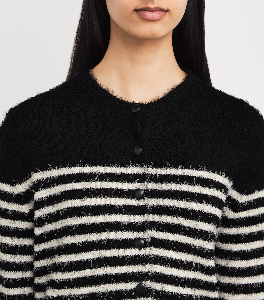Silk-Cashmere Stripe Cardigan 397 BLACK/GLAZE Image 6