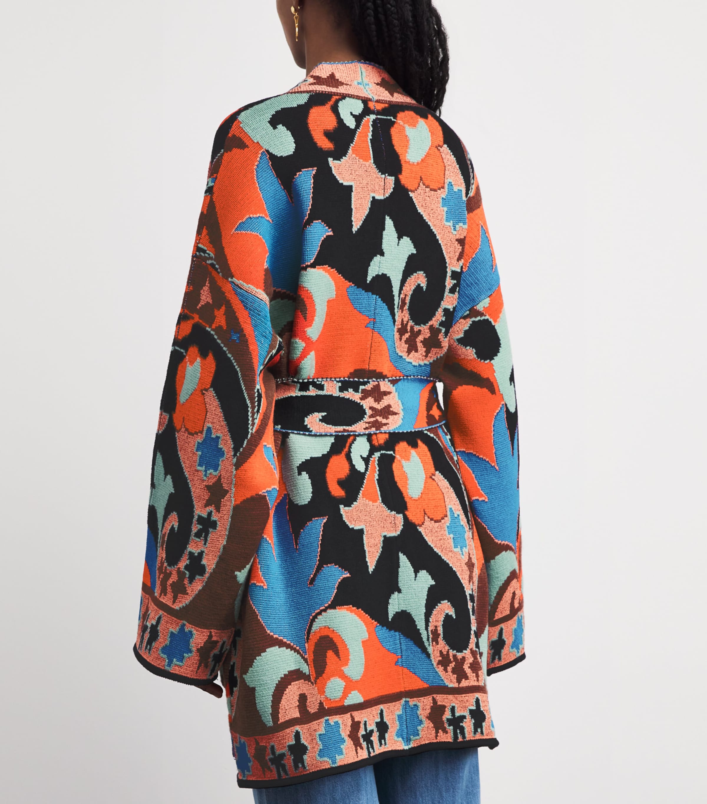 Etro Womens Wool-Blend Jacquard Cardigan Red Image 5