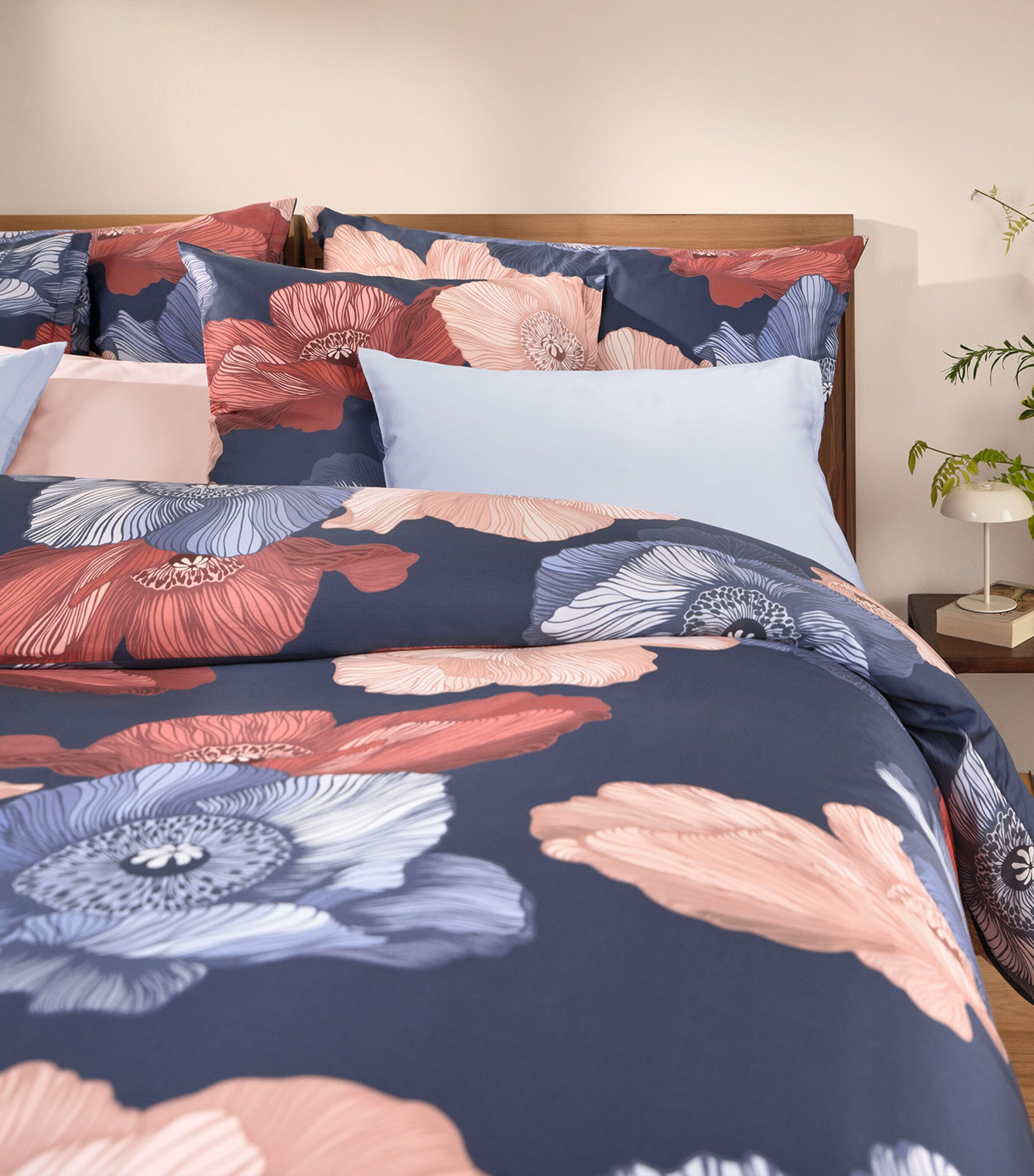 Schlossberg Cotton Mona King Oxford Pillowcase (50cm x 90cm) Bleu Image 2