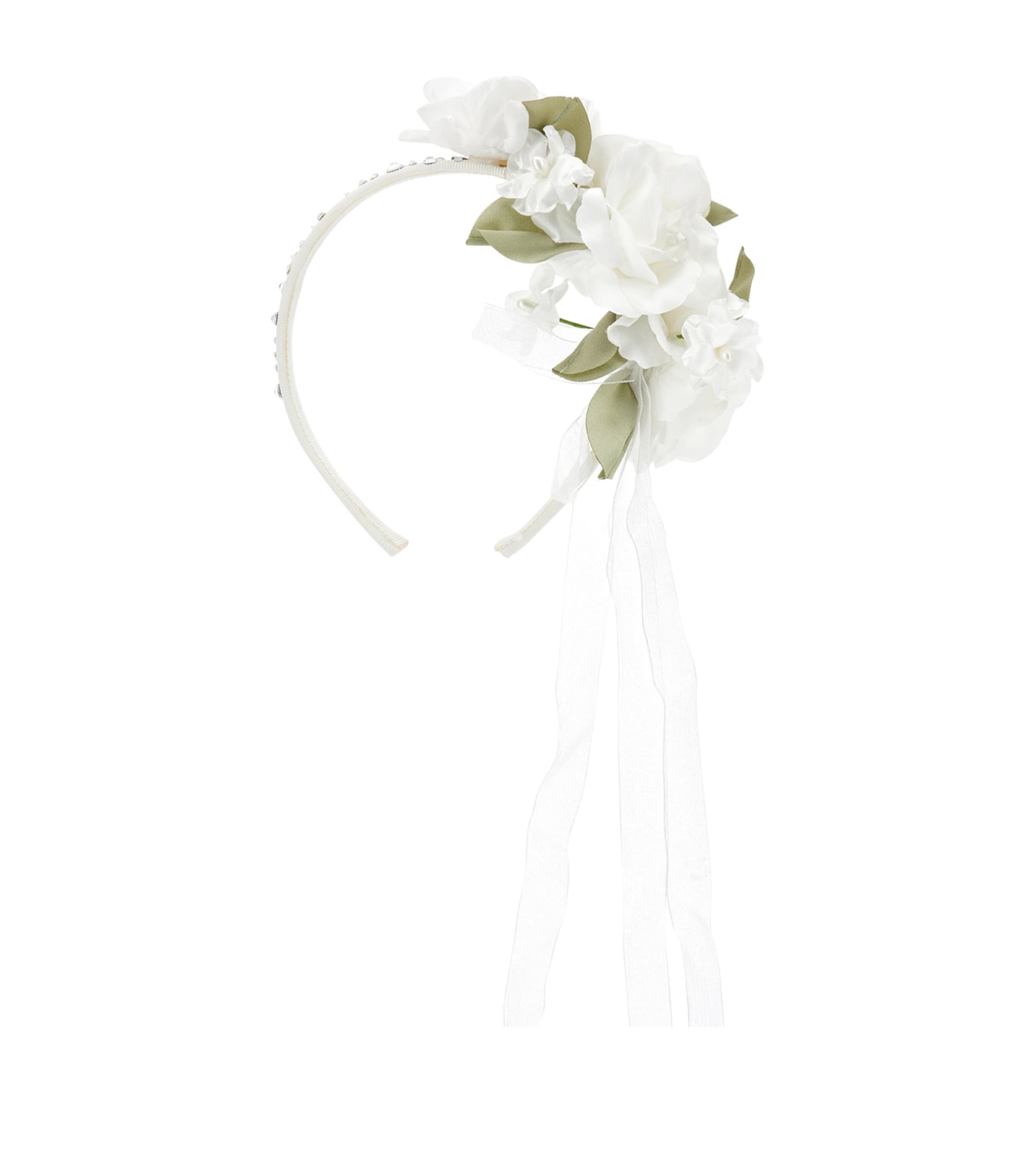 Monnalisa Rhinestone-detail Rose Headband In White