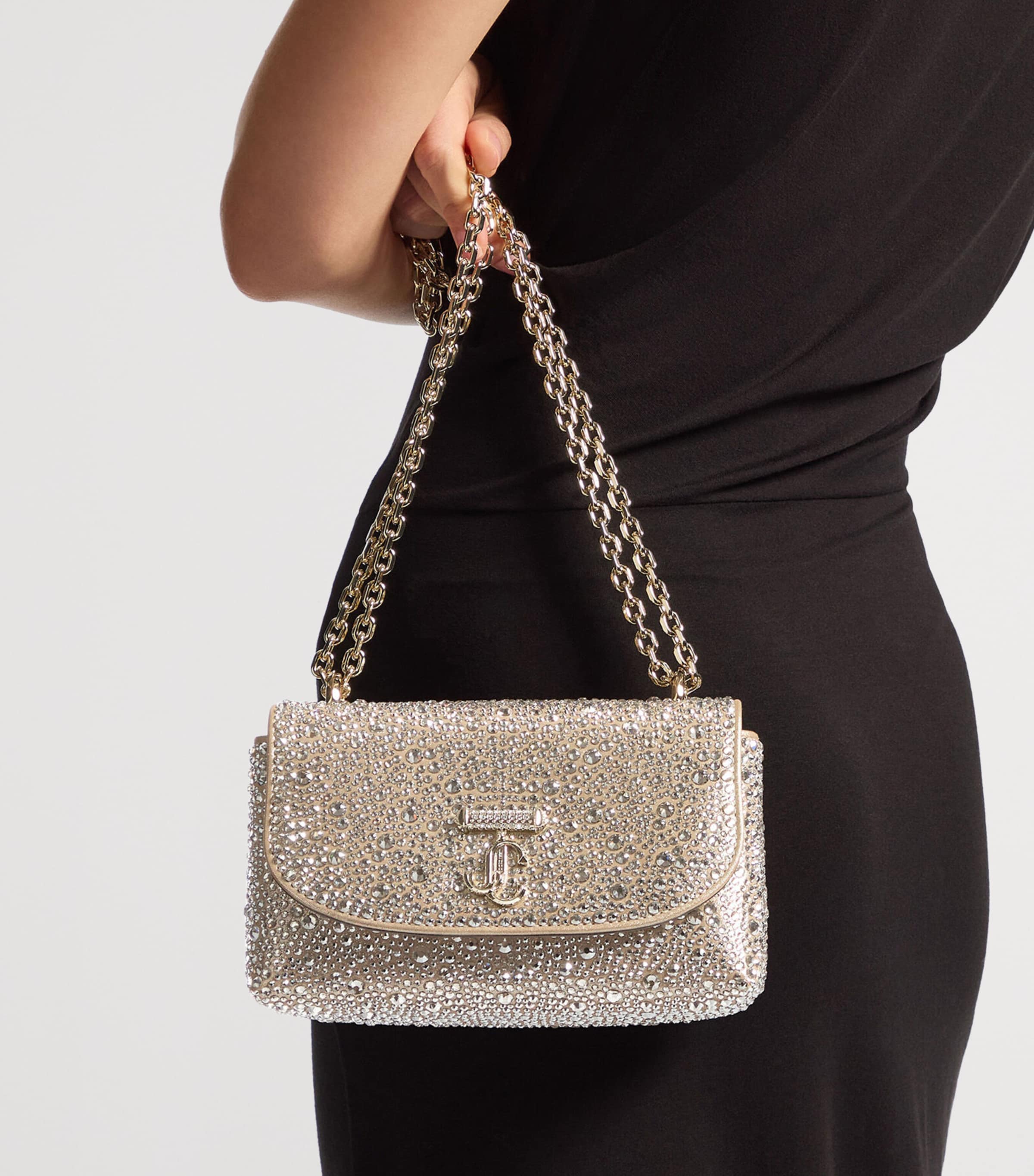 Jimmy Choo Crystal-Embellished Curve Cross-Body Bag Gold/crystal/shiny G Image 2