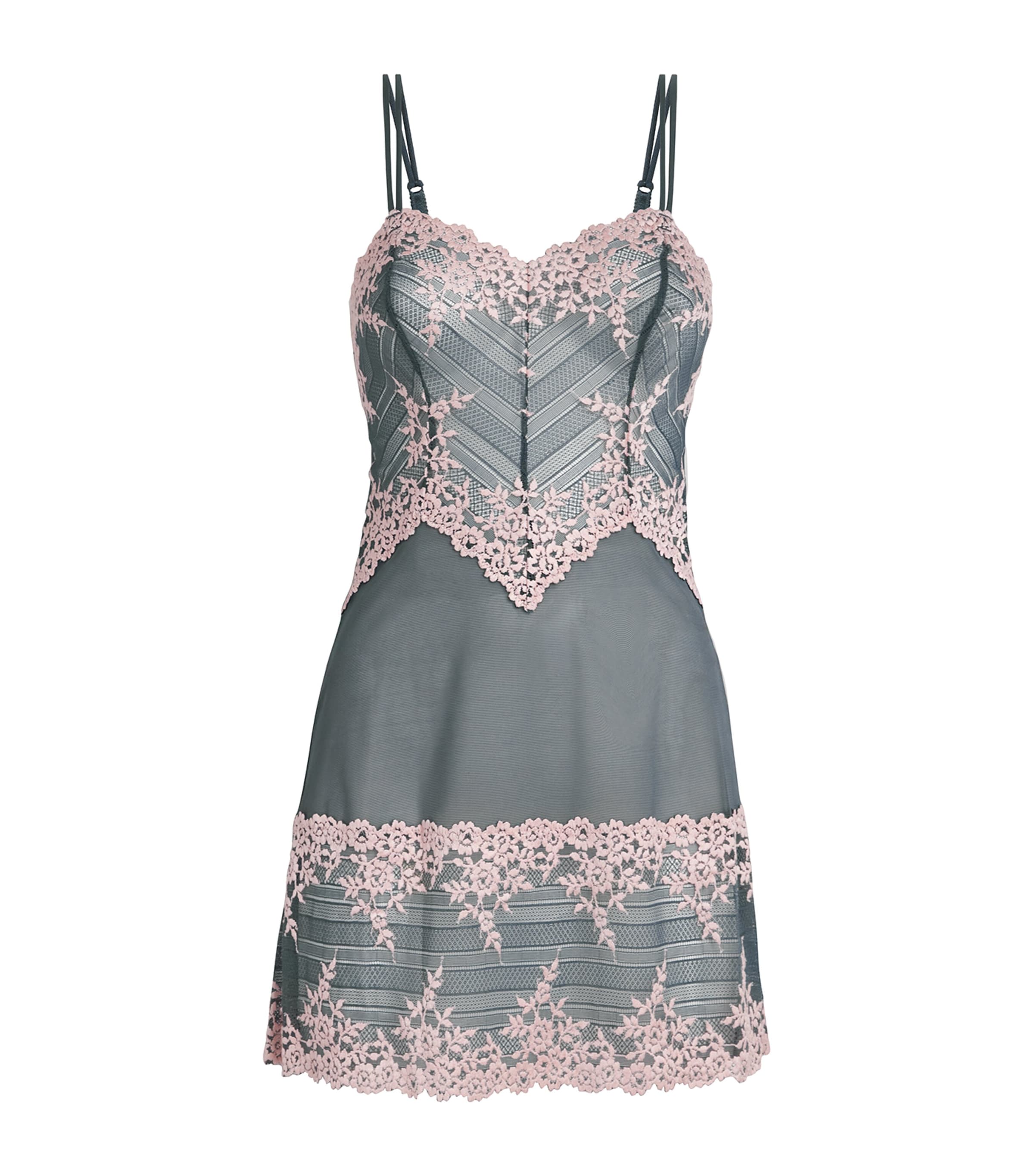 Wacoal Womens Embrace Lace Chemise Drk Slte/cld Pnk Image 1