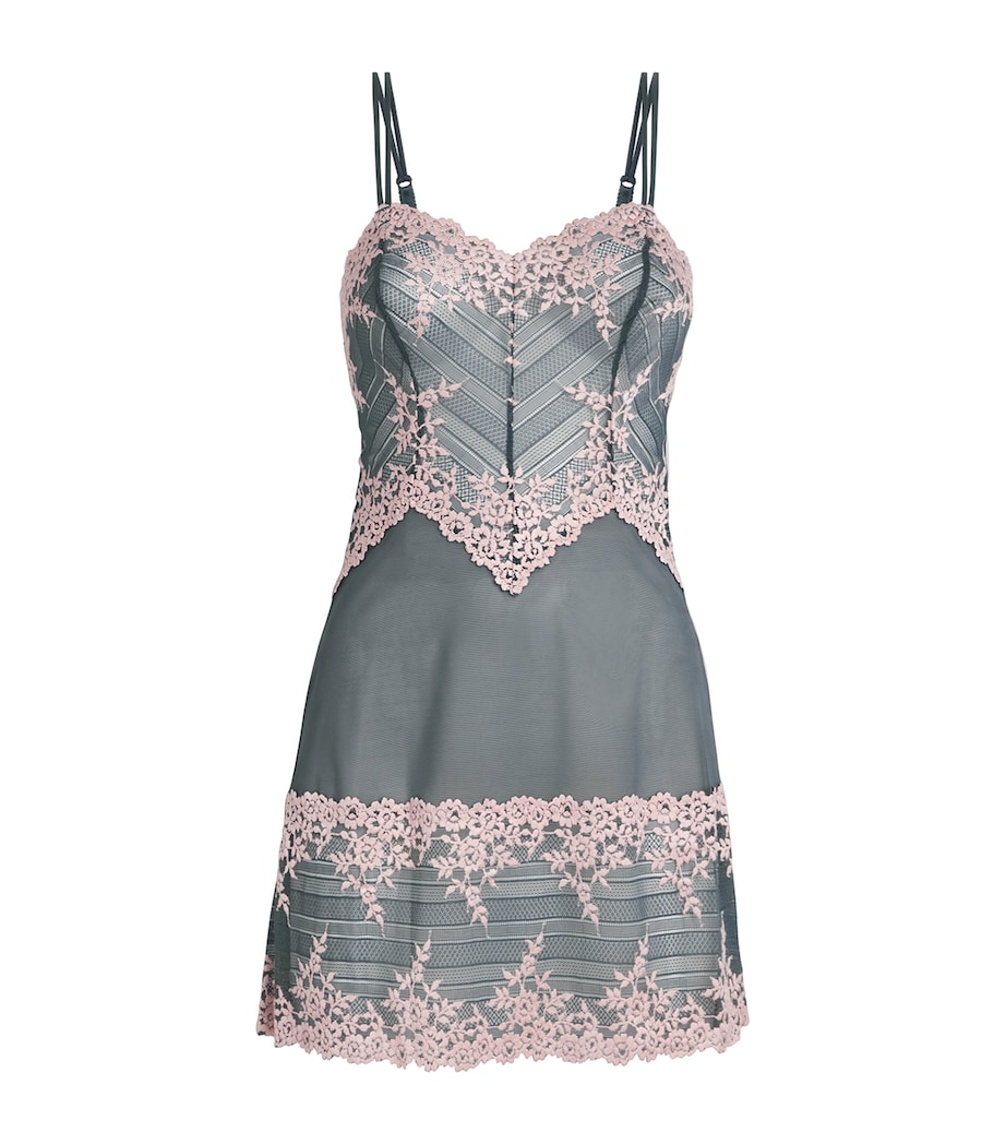 Wacoal Womens Embrace Lace Chemise Drk Slte/cld Pnk Image 1