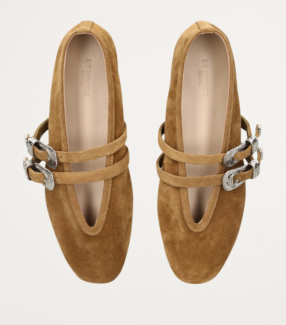 Suede Buckle Claudia Ballet Flats TAUPE Image 6