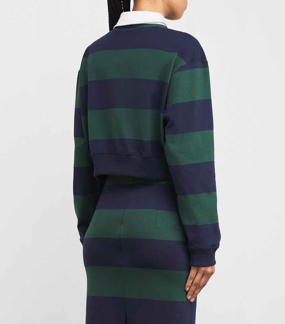 A.W.A.K.E. Mode Womens Organic Cotton Twisted-Collar Rugby Shirt Emerald Green/navy Image 4