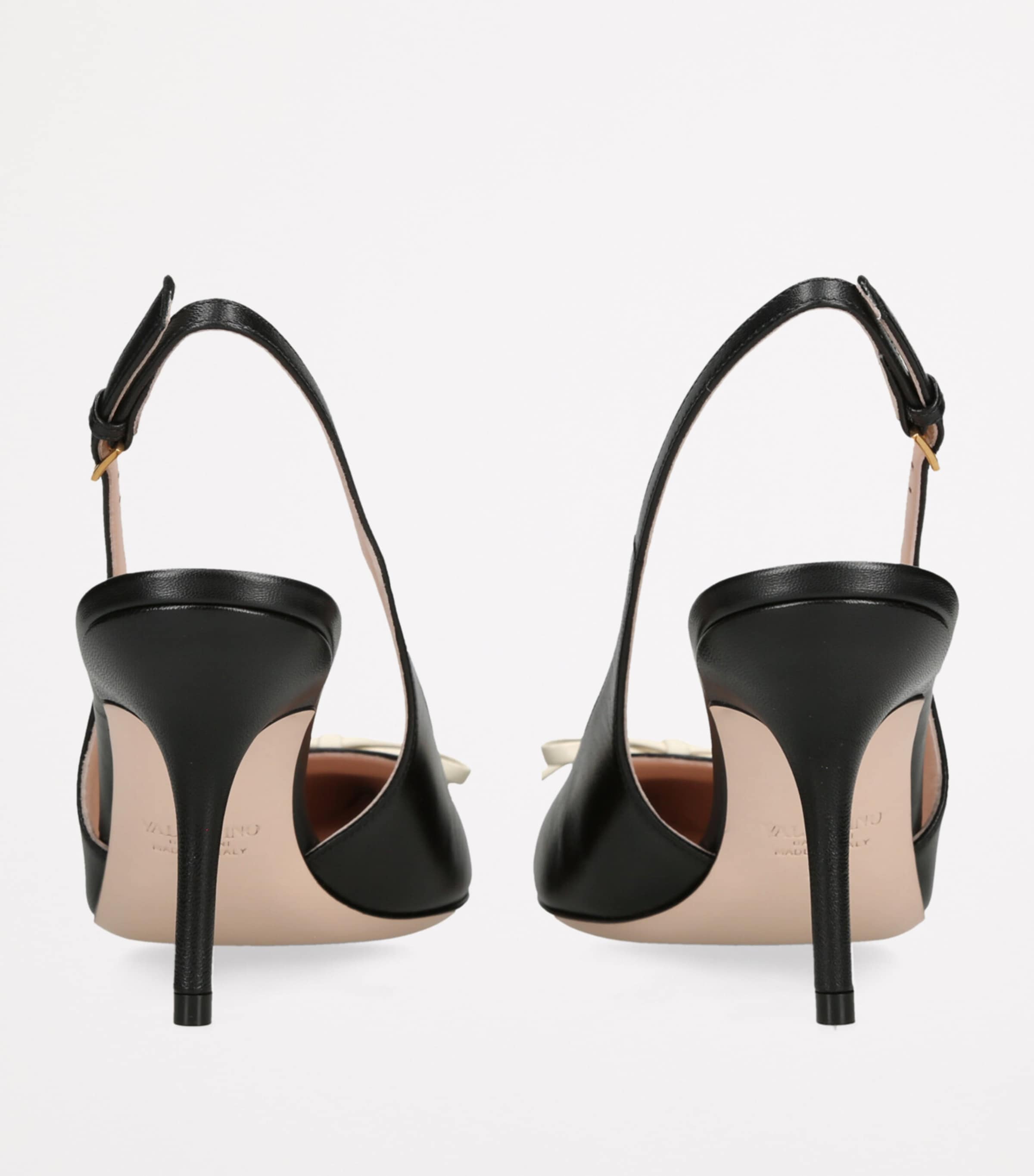 Valentino Garavani Leather Bepointy Slingback Heels 80 Blk/white Image 2