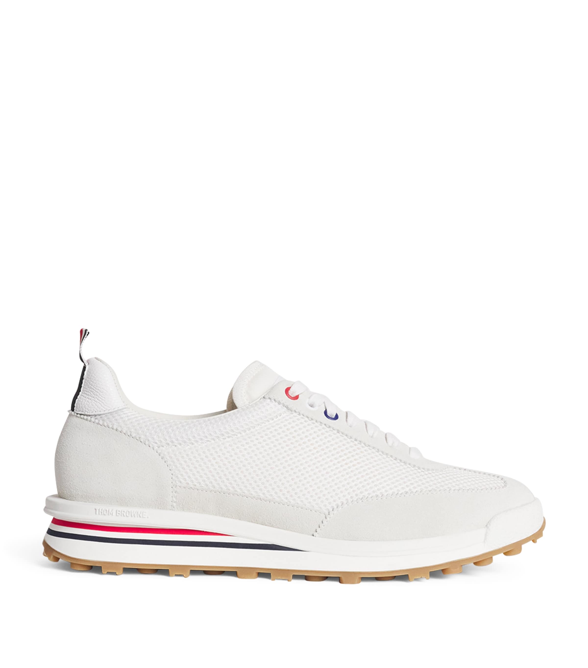 Thom Browne Suede-Trim Technical Tricolour Sneakers White Image 1