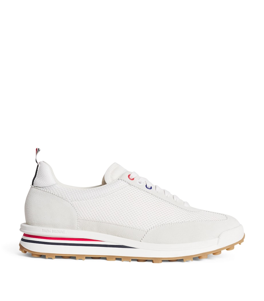 Thom Browne Suede-Trim Technical Tricolour Sneakers White Image 1