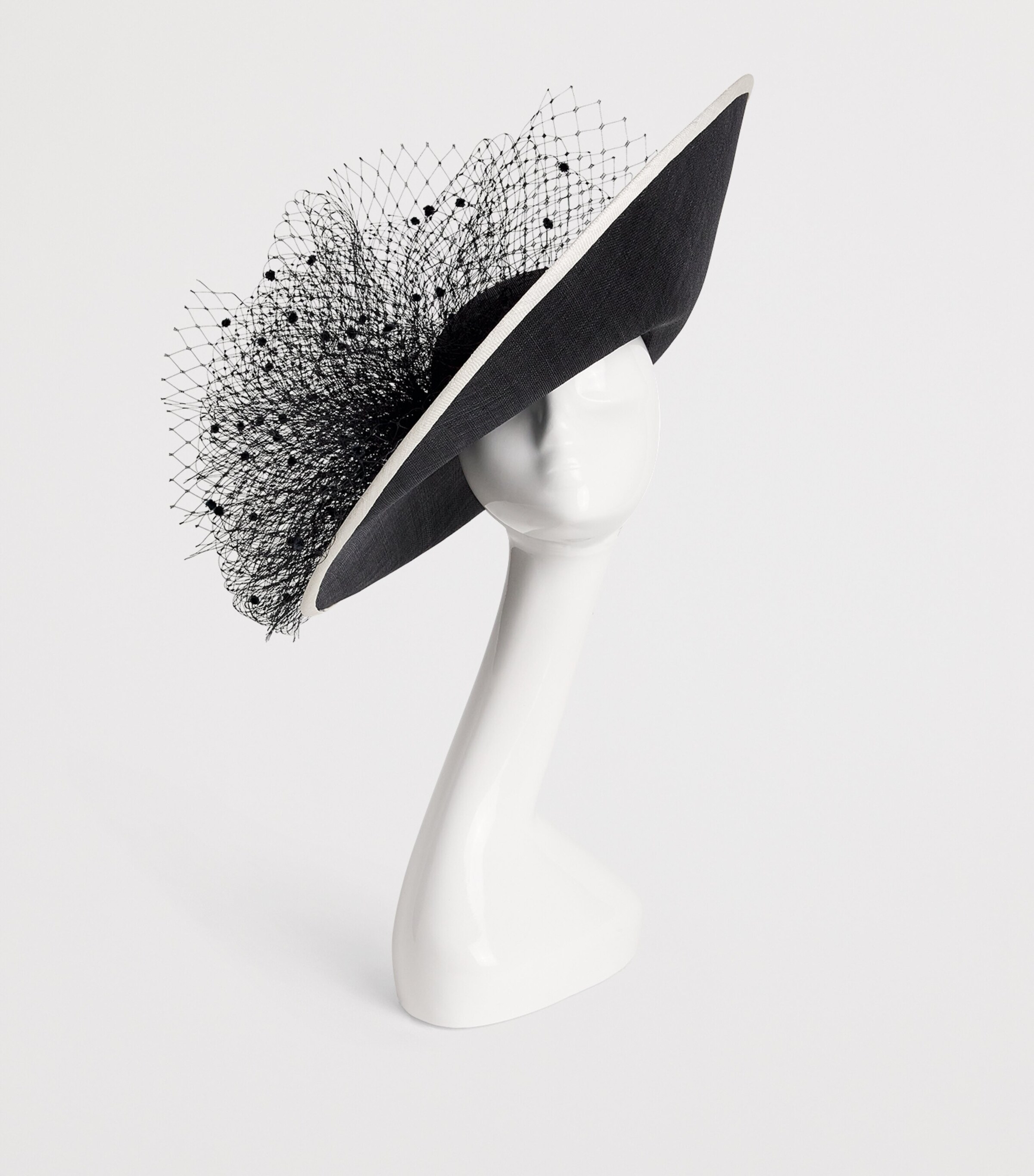 Net-Detail Hat Fascinator BLACK/WHITE Image 2