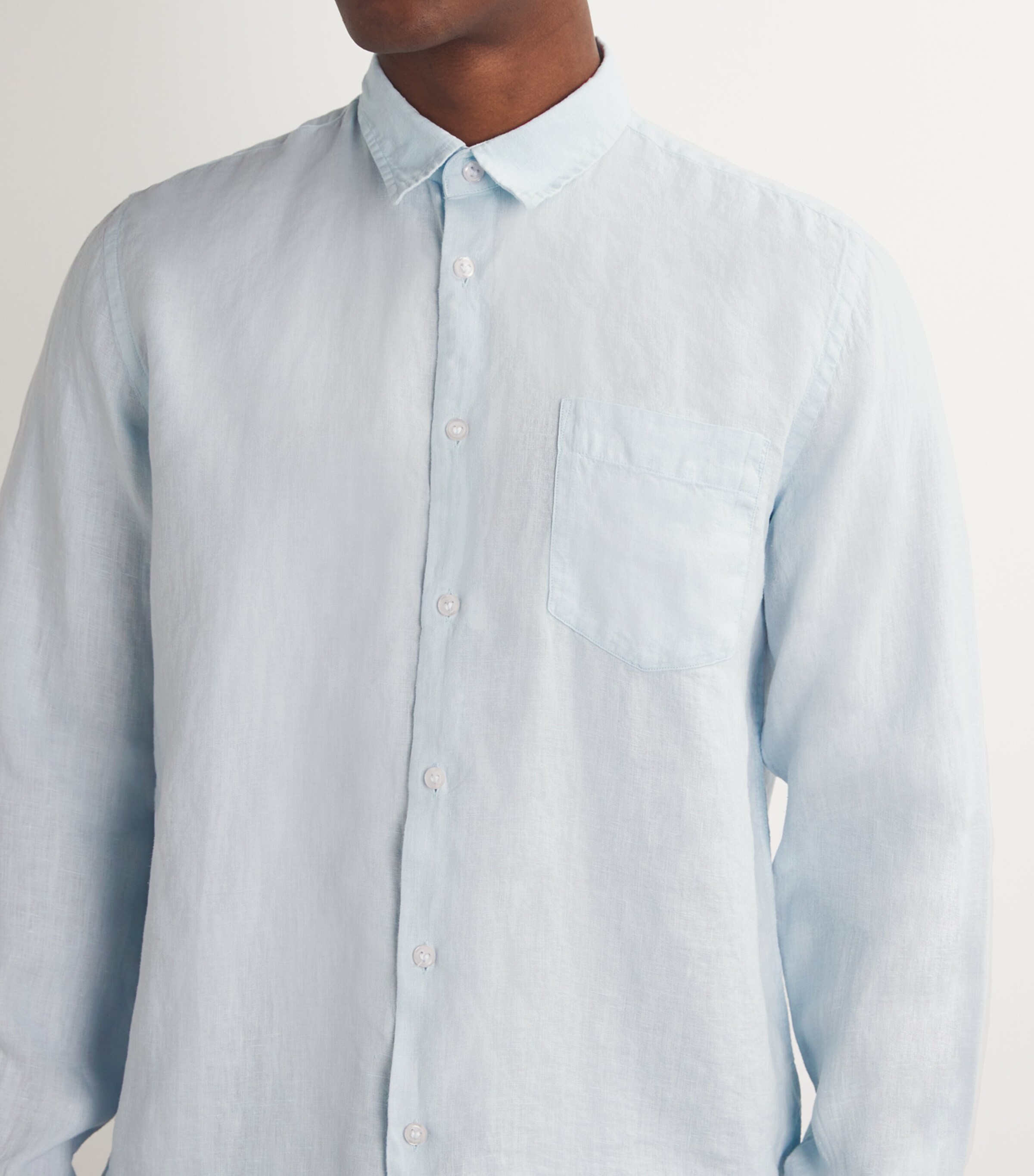 Linen Embroidered Caroubis Shirt 330 SKY BLUE Image 11