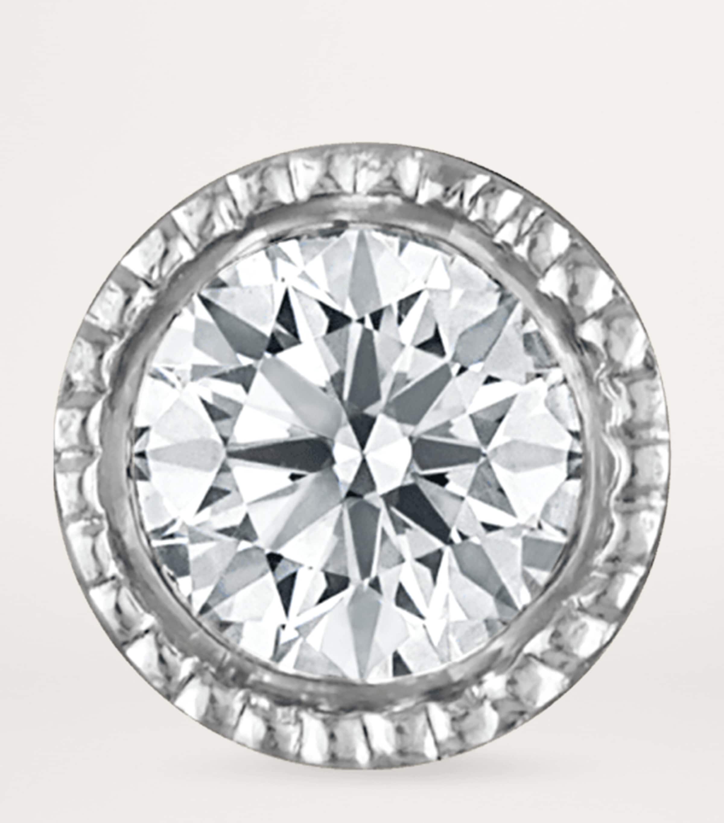 White Gold Scalloped Set Diamond Threaded Stud Earring (2mm) WHITE GOLD Image 4