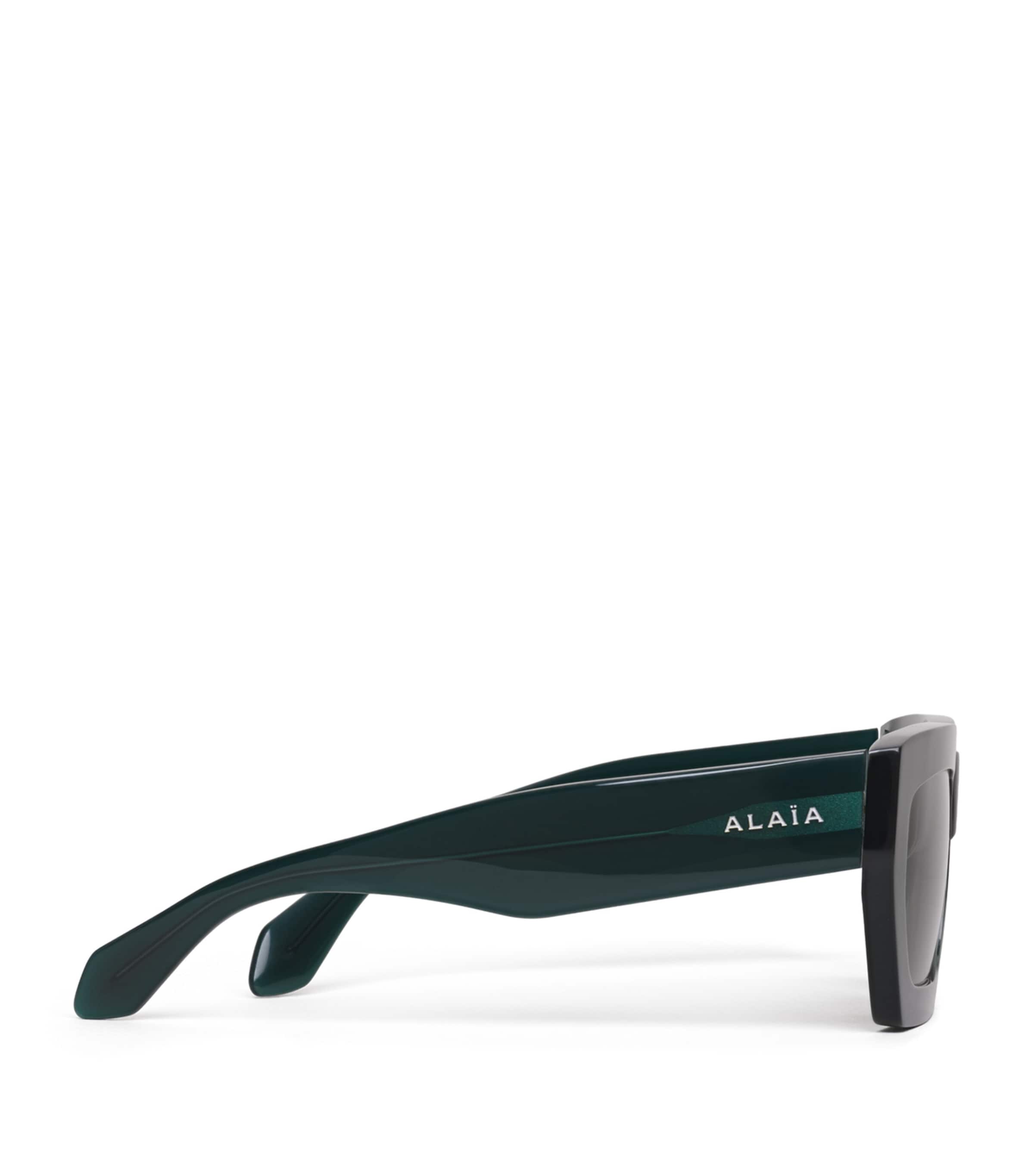 Alaïa Acetate Melted Rectangular Sunglasses Green Image 2