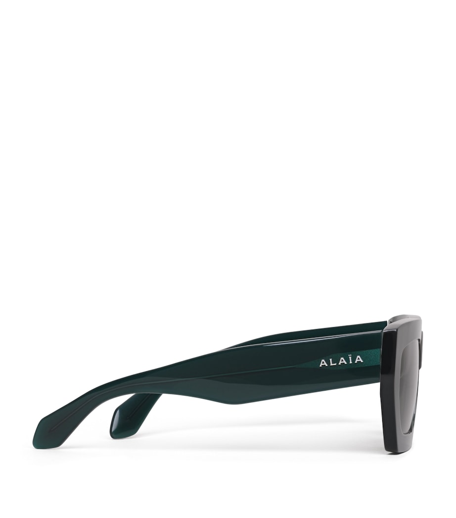 Alaïa Acetate Melted Rectangular Sunglasses Green Image 2