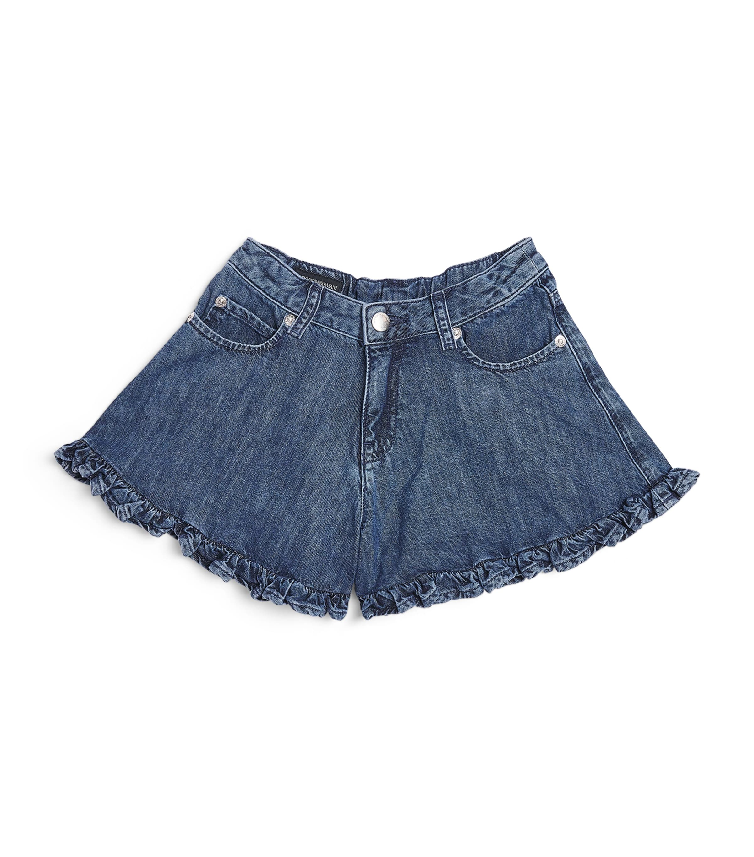 Frilled Denim Shorts (4-14 Years) MEDIUM BLUE DENIM Image 1