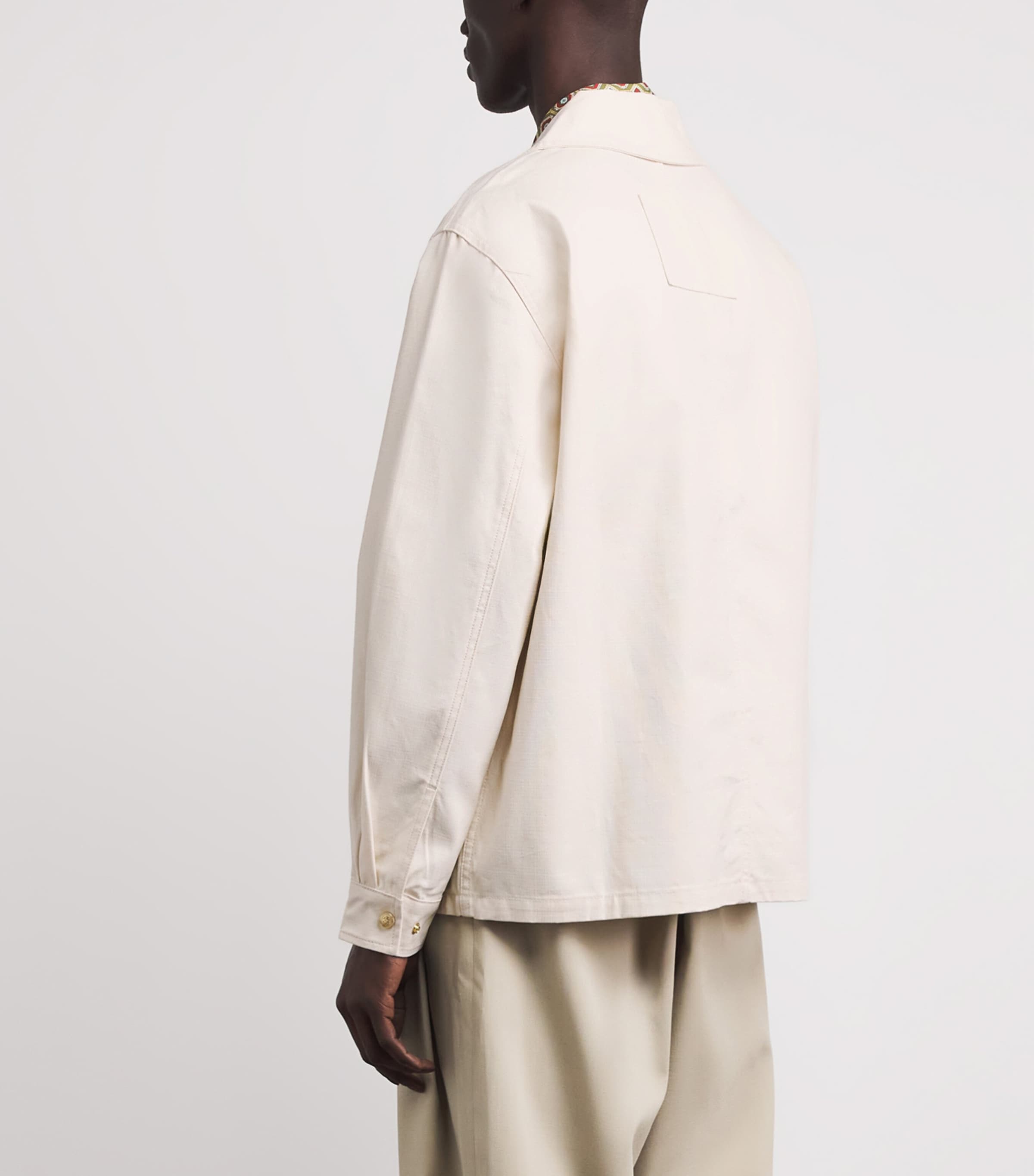 Drôle De Monsieur Mens Cotton Four-Pocket Overshirt Off White Image 5