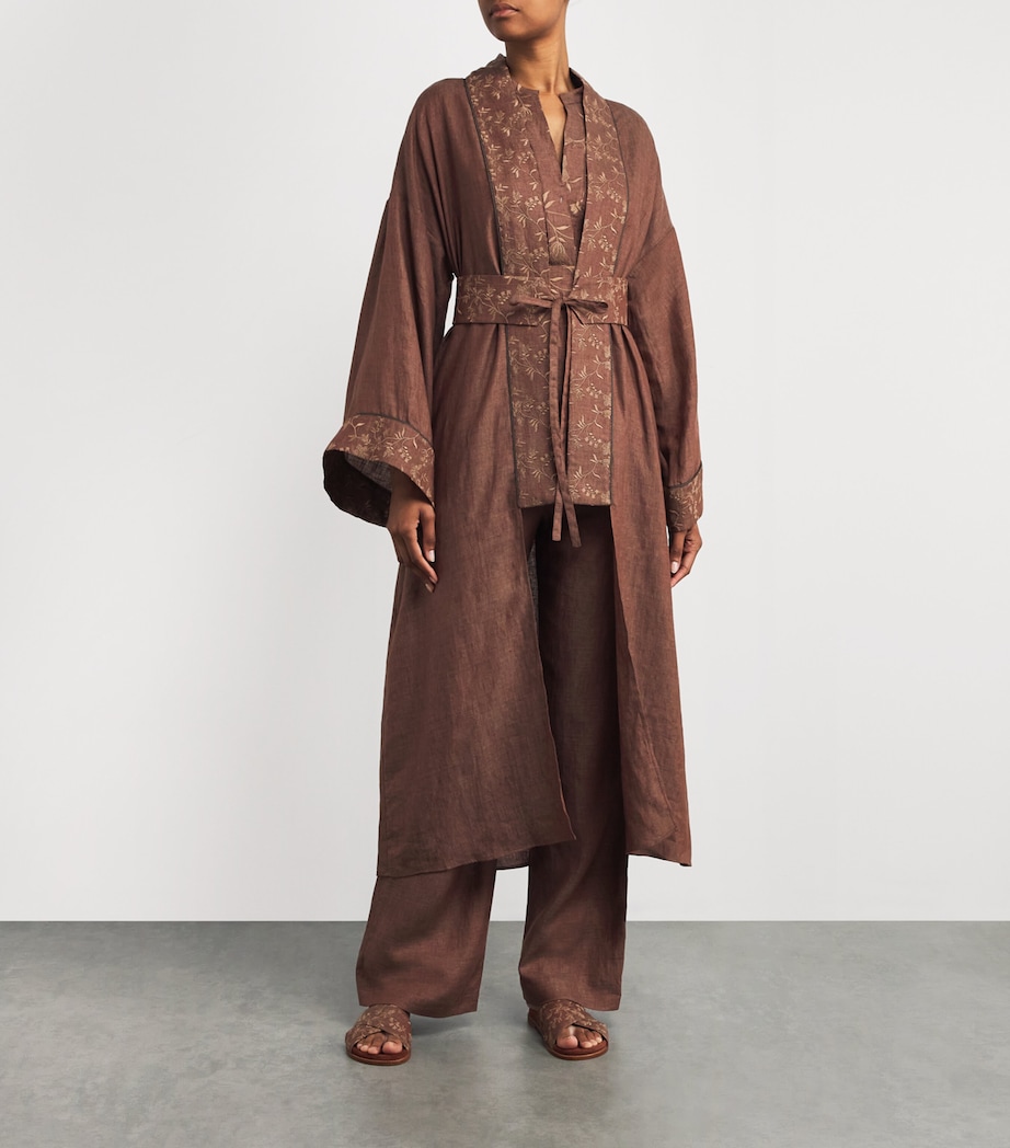 x Harrods Linen Embroidered Kimono VICUNA Image 2