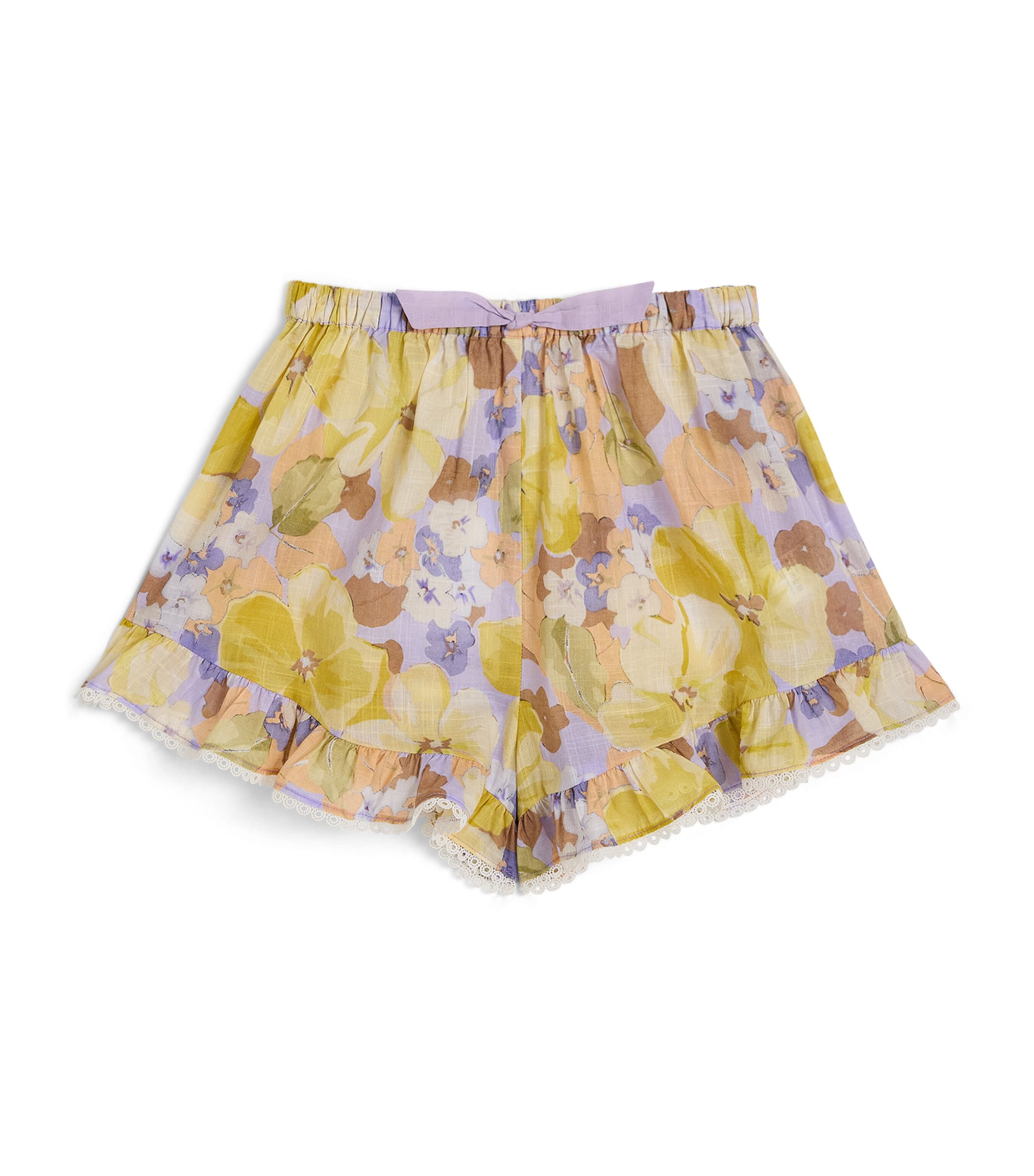 ZIMMERMANN FRILL-TRIM FLORAL SHORTS 