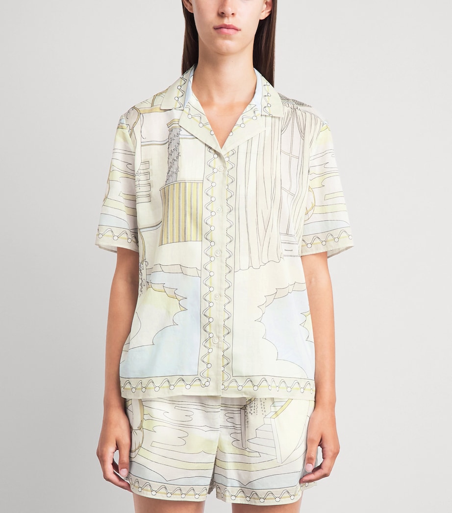 Tory Burch Womens Cotton Printed Shirt The Pool Beige Image 4