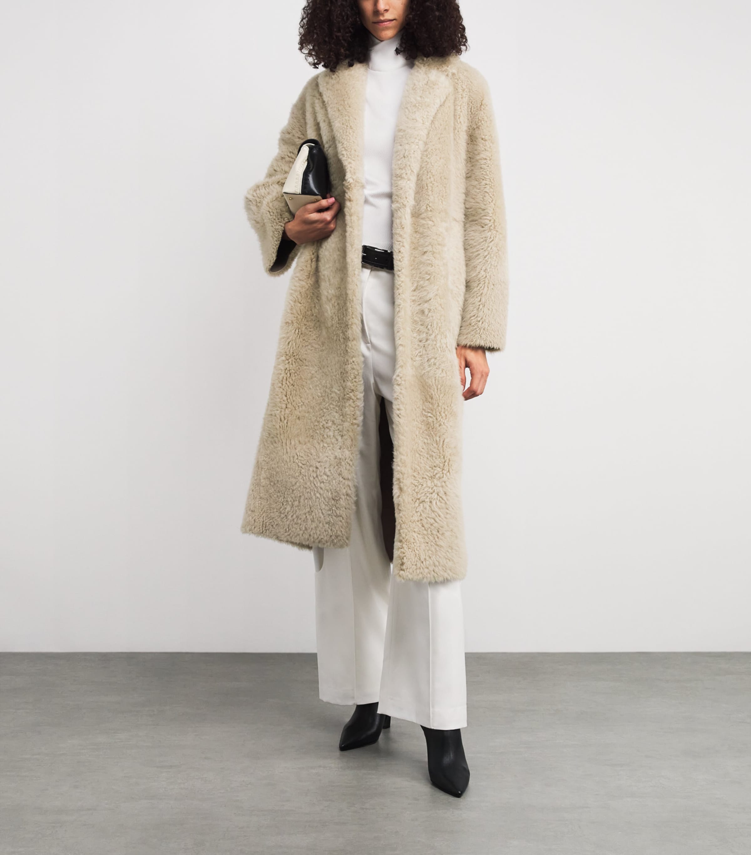 Shearling Trench Coat BEIGE Image 2