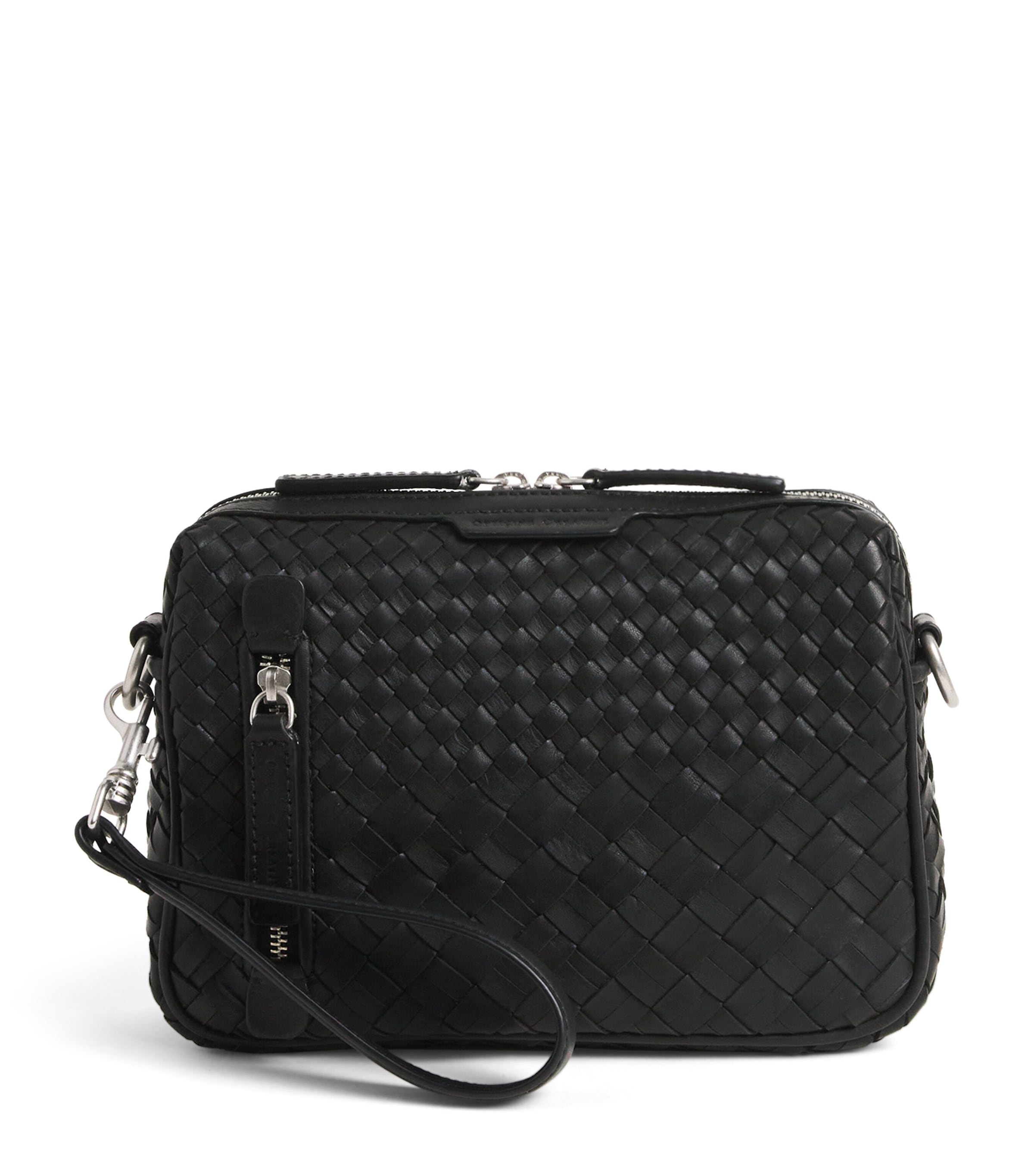 Officine Creative Leather Woven Armor Pouch Nero Image 1