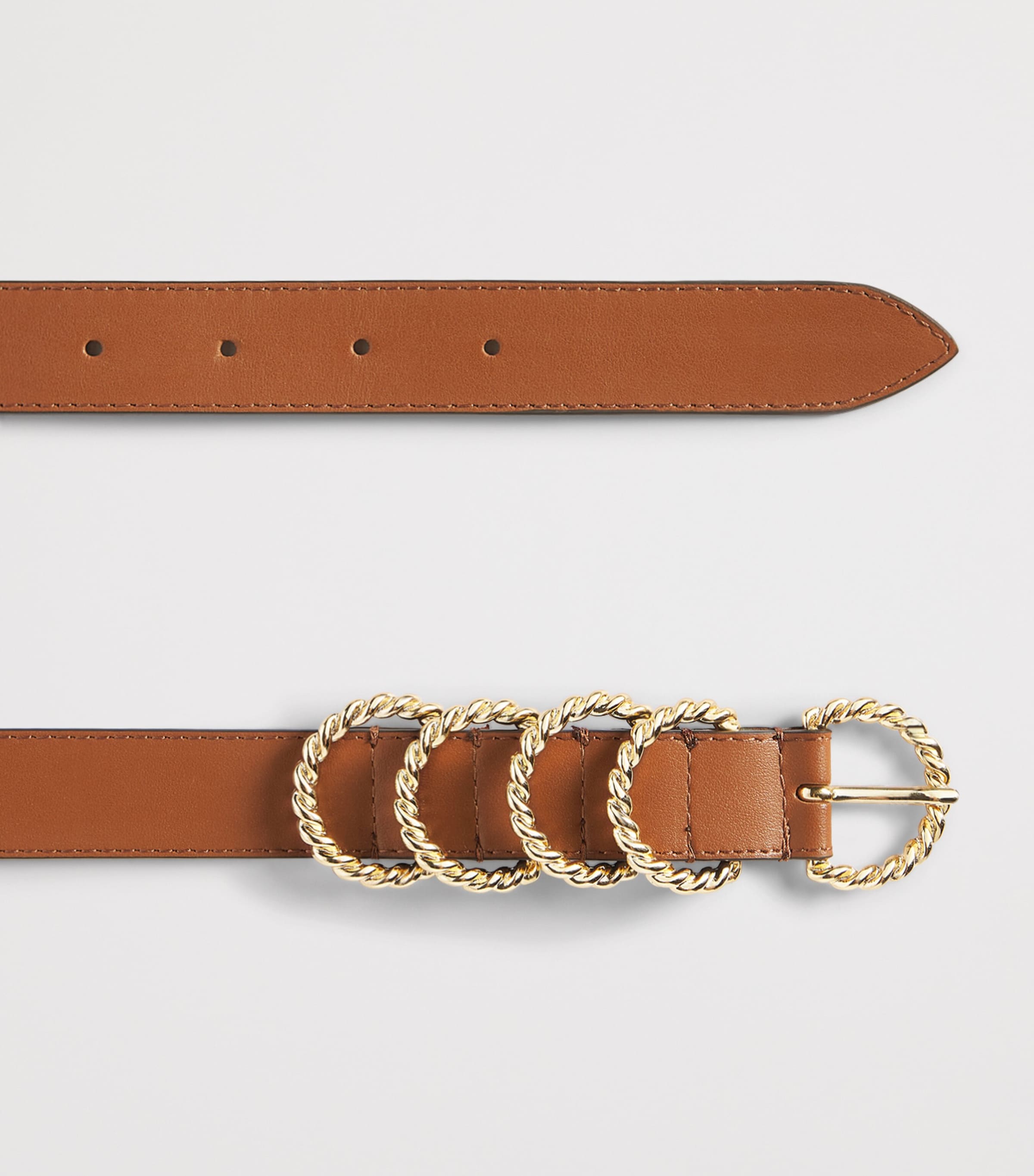 Claudie Pierlot Calfskin Ring-Detail Belt Camel Image 3