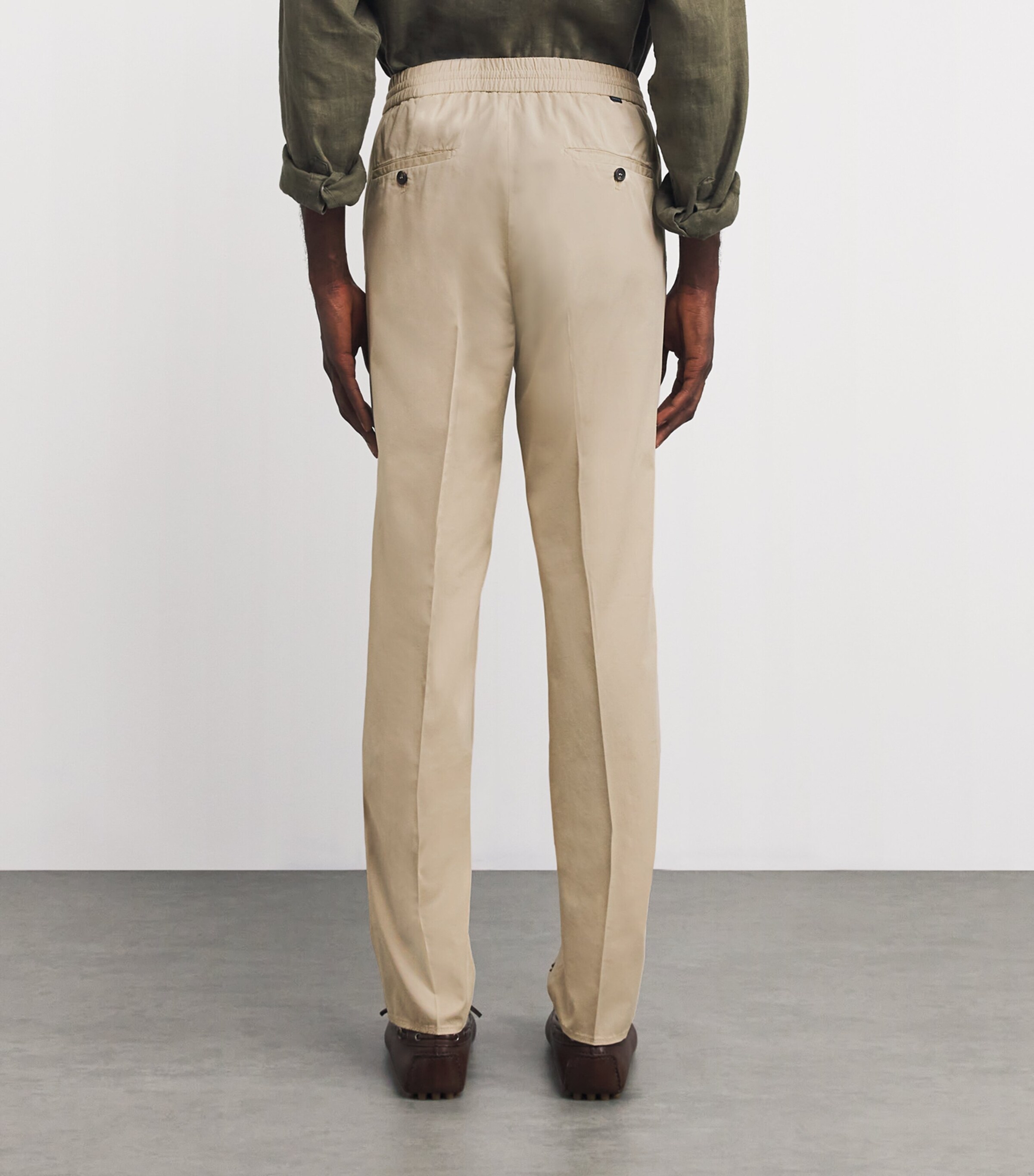 Cotton-Blend Drawstring Tailored Trousers 424 BEIGE SCURO Image 4