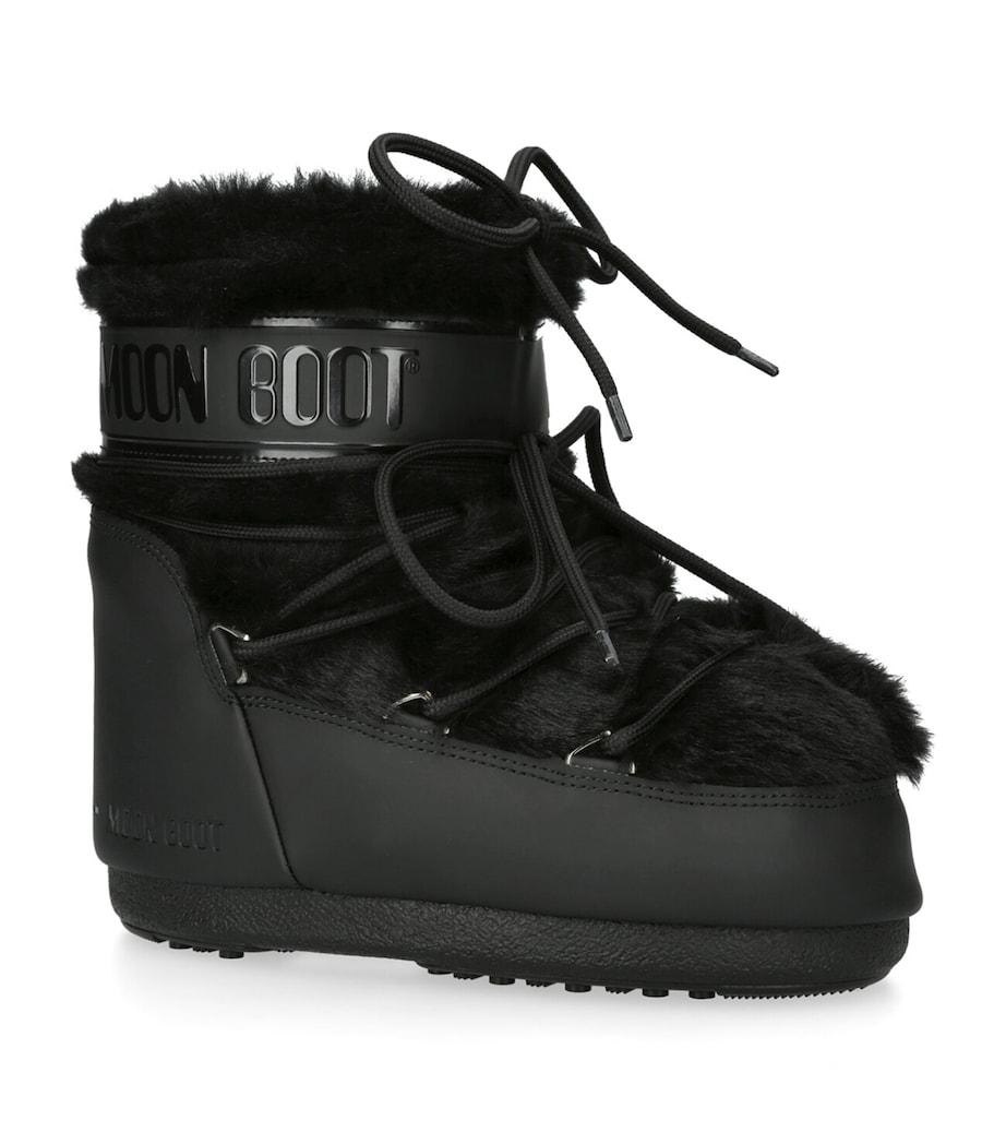 Faux Fur Icon Low Ankle Boots BLACK Image 3