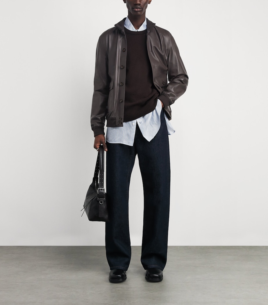 Valstar Mens Leather Valstarino Bomber Jacket Image 2