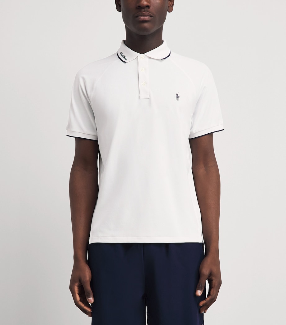 RLX Ralph Lauren Mens x Wimbledon Performance Piqué Polo Shirt Ceramic White Image 4