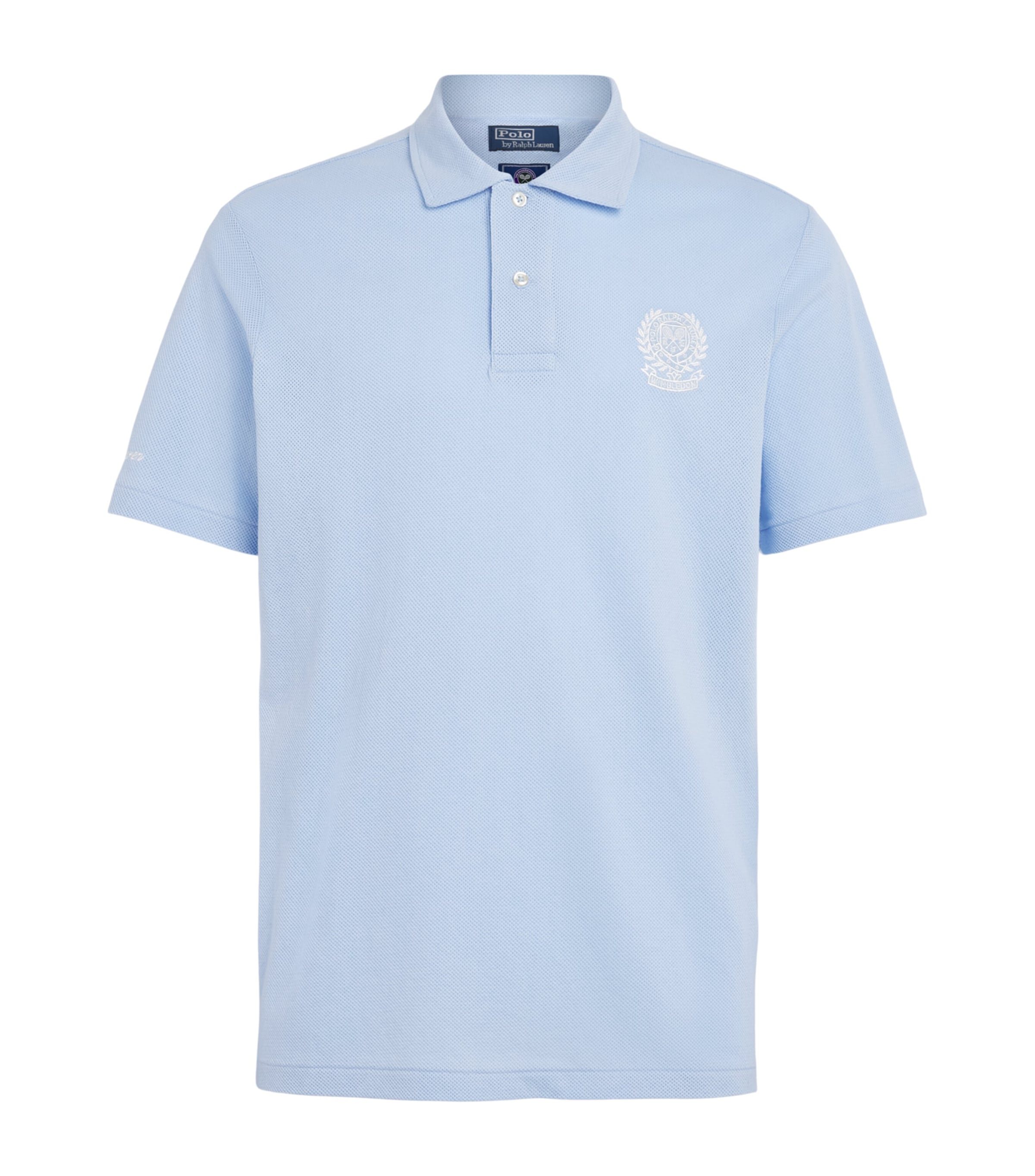 Polo Ralph Lauren Mens x Wimbledon Cotton Mesh Polo Shirt Office Blue Image 1