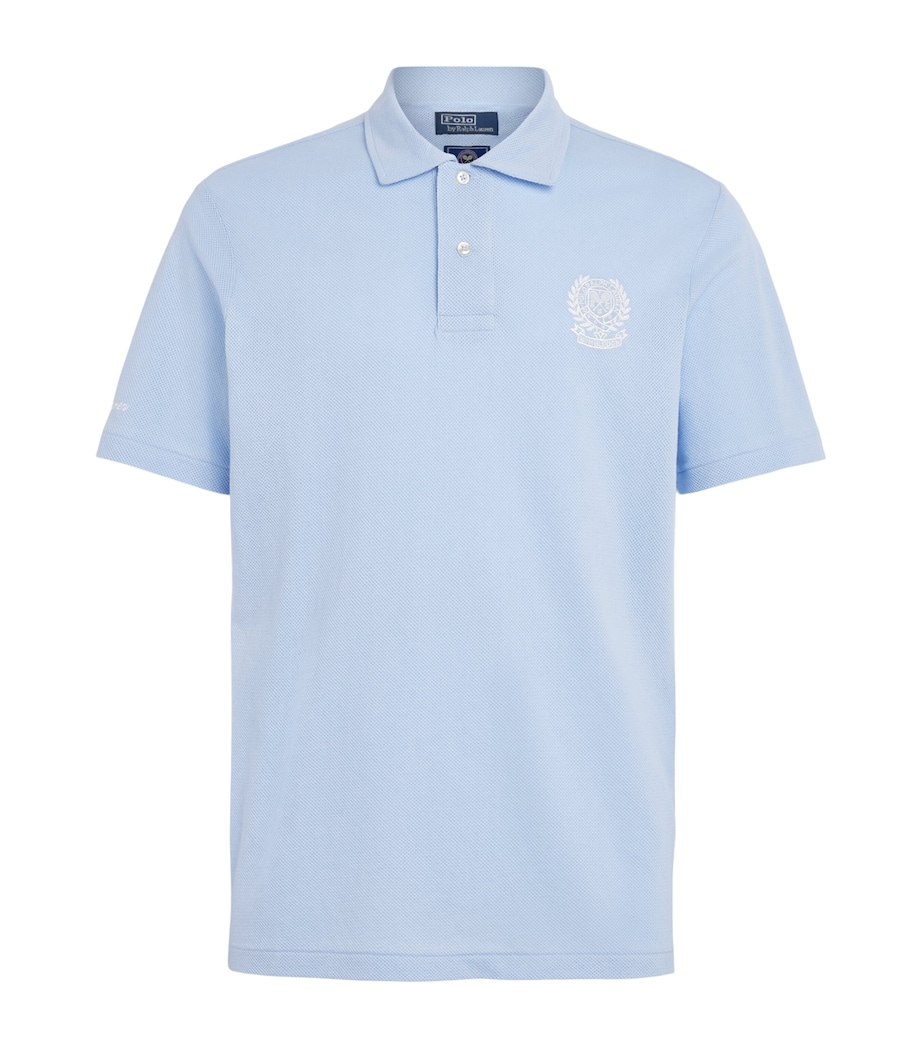 Polo Ralph Lauren Mens x Wimbledon Cotton Mesh Polo Shirt Office Blue Image 1